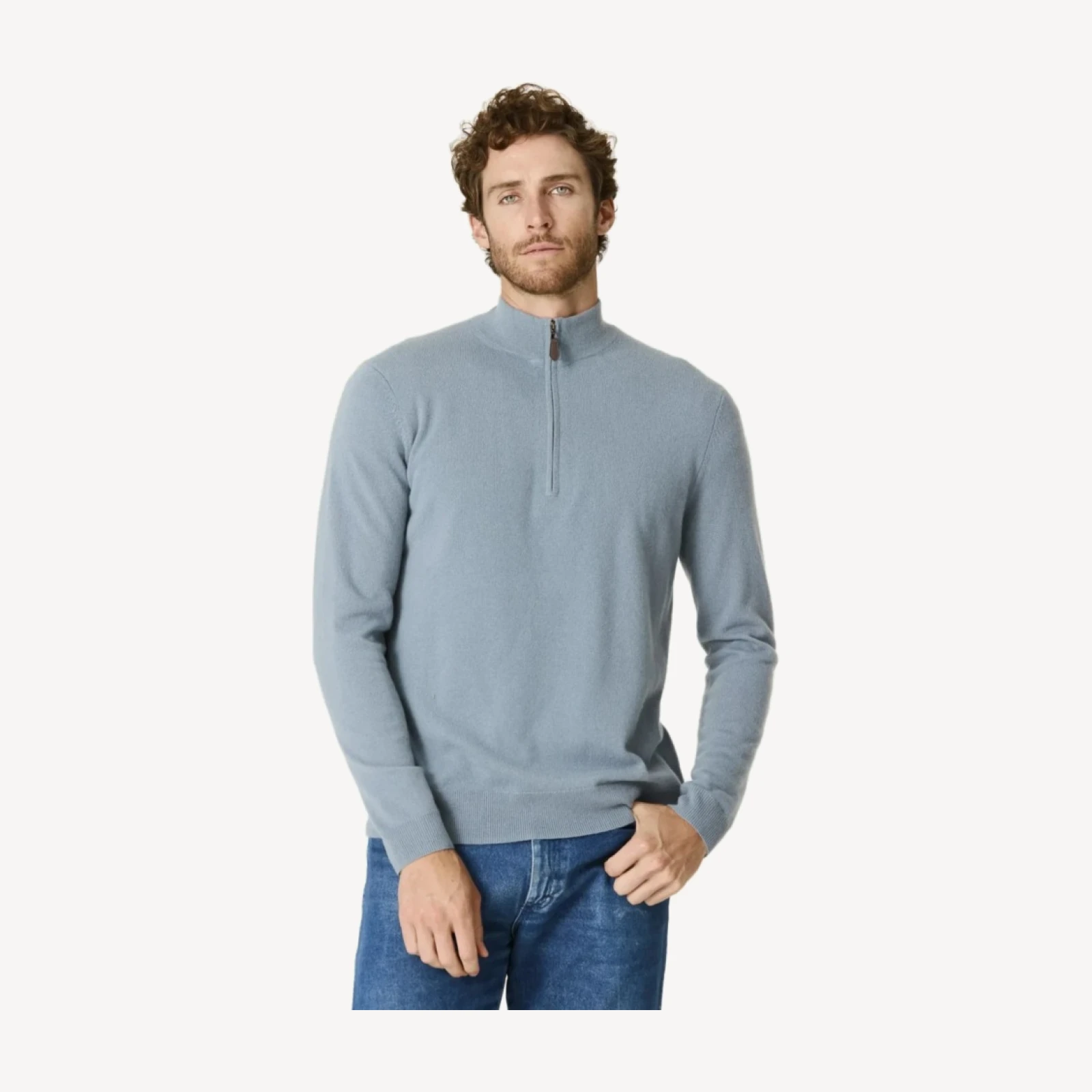 PHILLIP QUARTER-ZIP CASHMERE SWEATER - BATTLESHIP