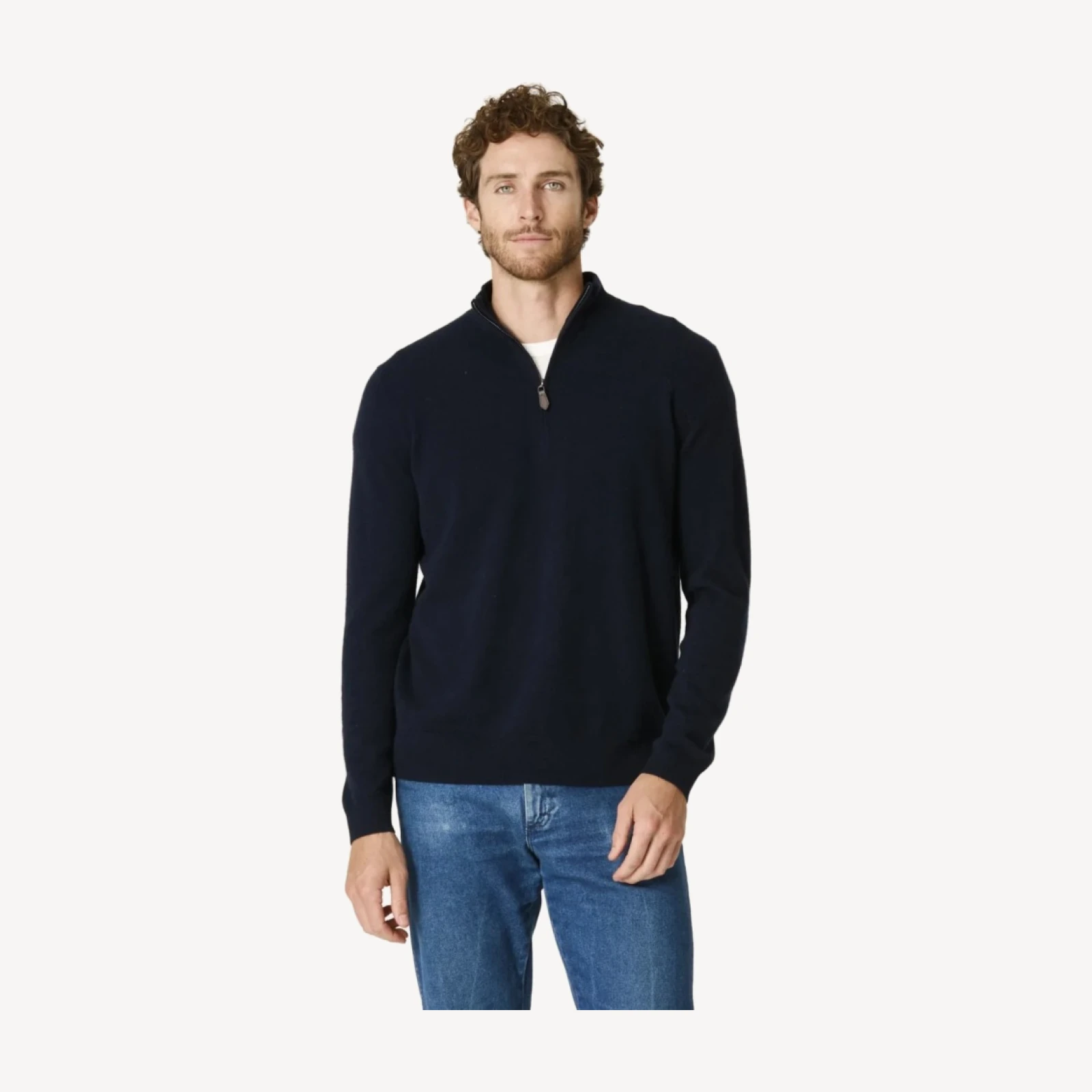 PHILLIP QUARTER-ZIP CASHMERE SWEATER - INK NAVY