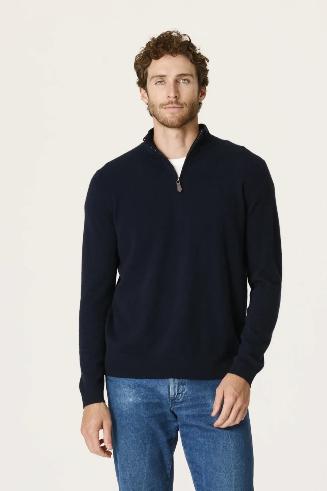 PHILLIP QUARTER-ZIP CASHMERE SWEATER - INK NAVY