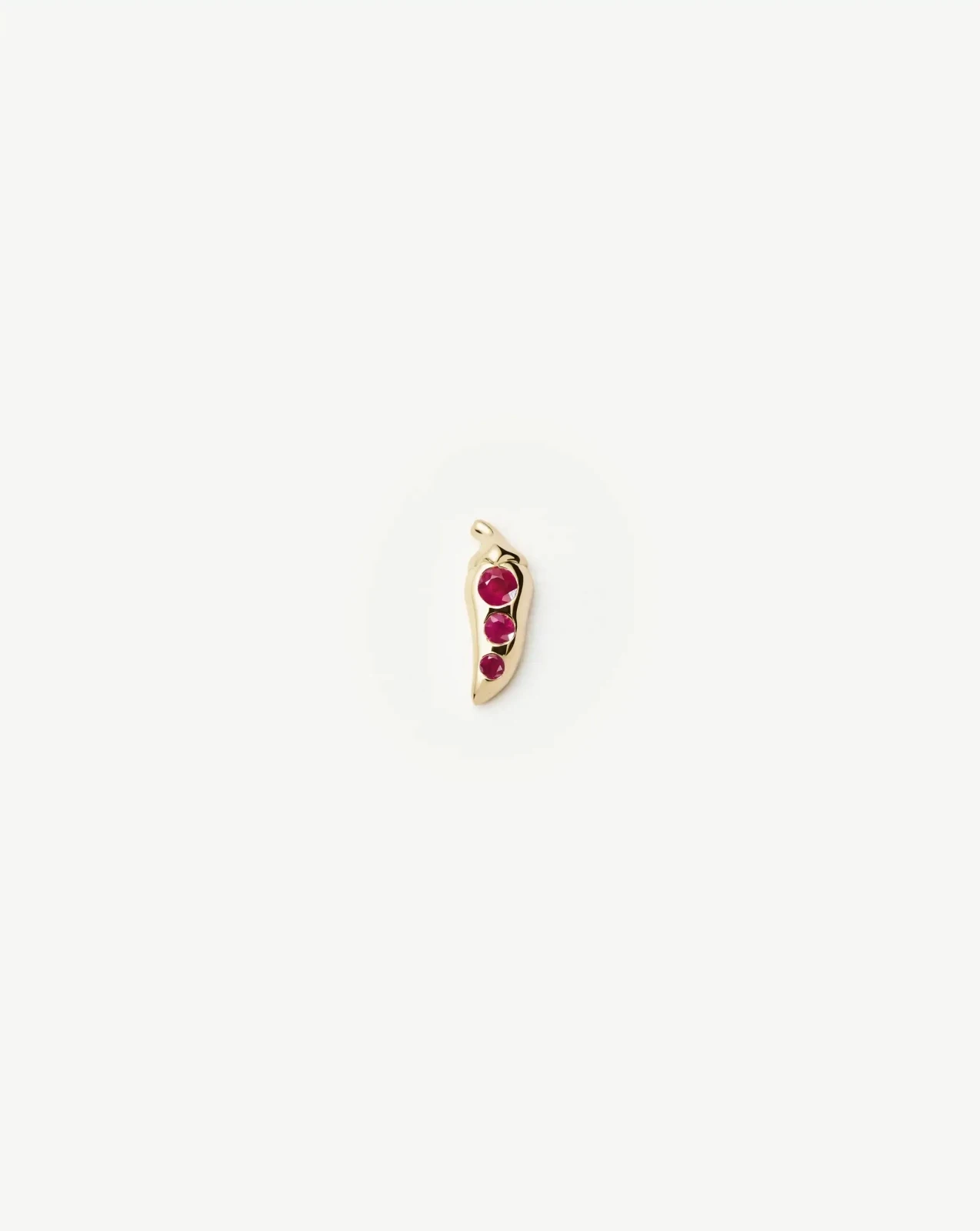 Solid Gold Ruby Chilli Single Stud Earring | 9ct Solid Gold/Ruby