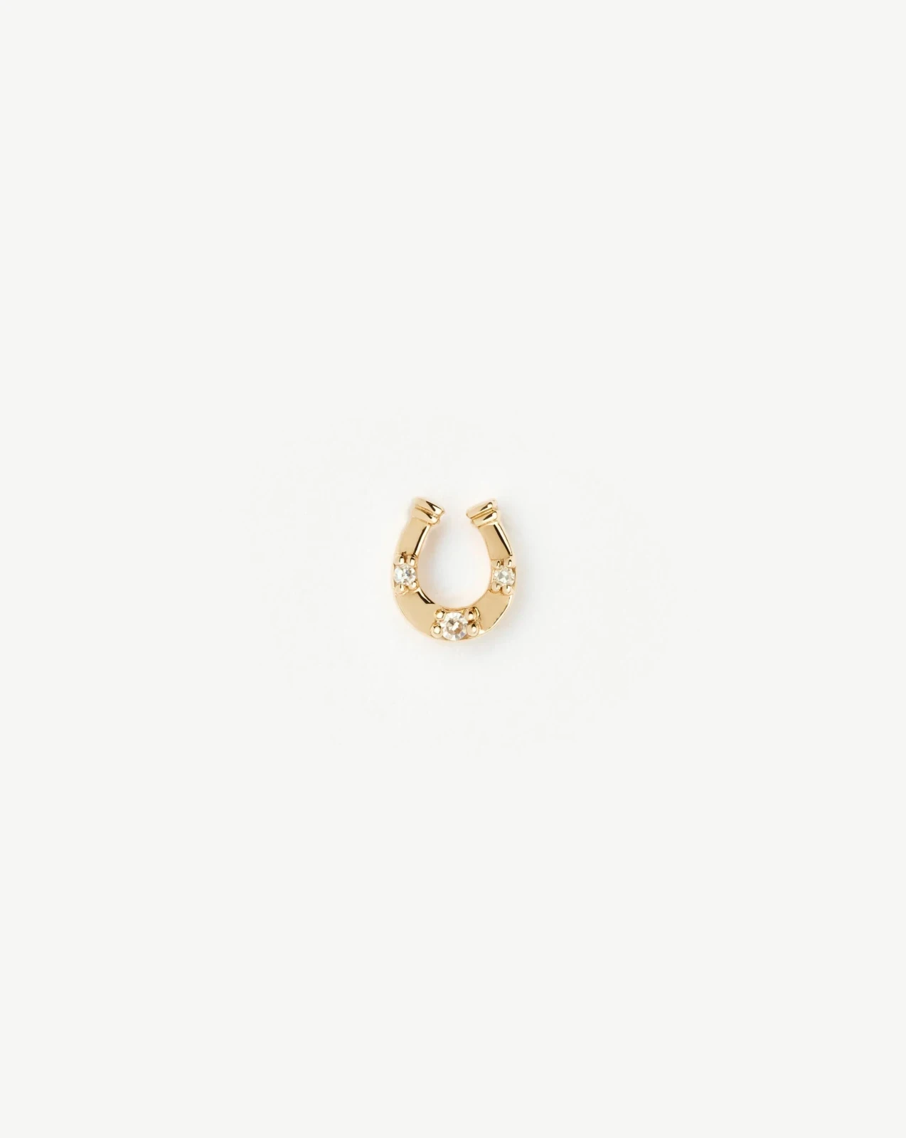 Solid Gold Horseshoe Single Stud Earring | 9ct Solid Gold/Diamond