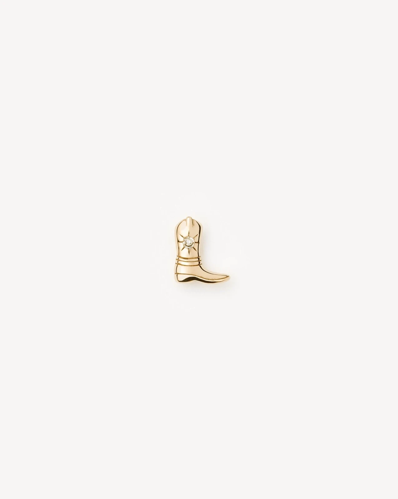 Solid Gold Cowboy Boot Single Stud Earring | 9ct Solid Yellow Gold/Diamond