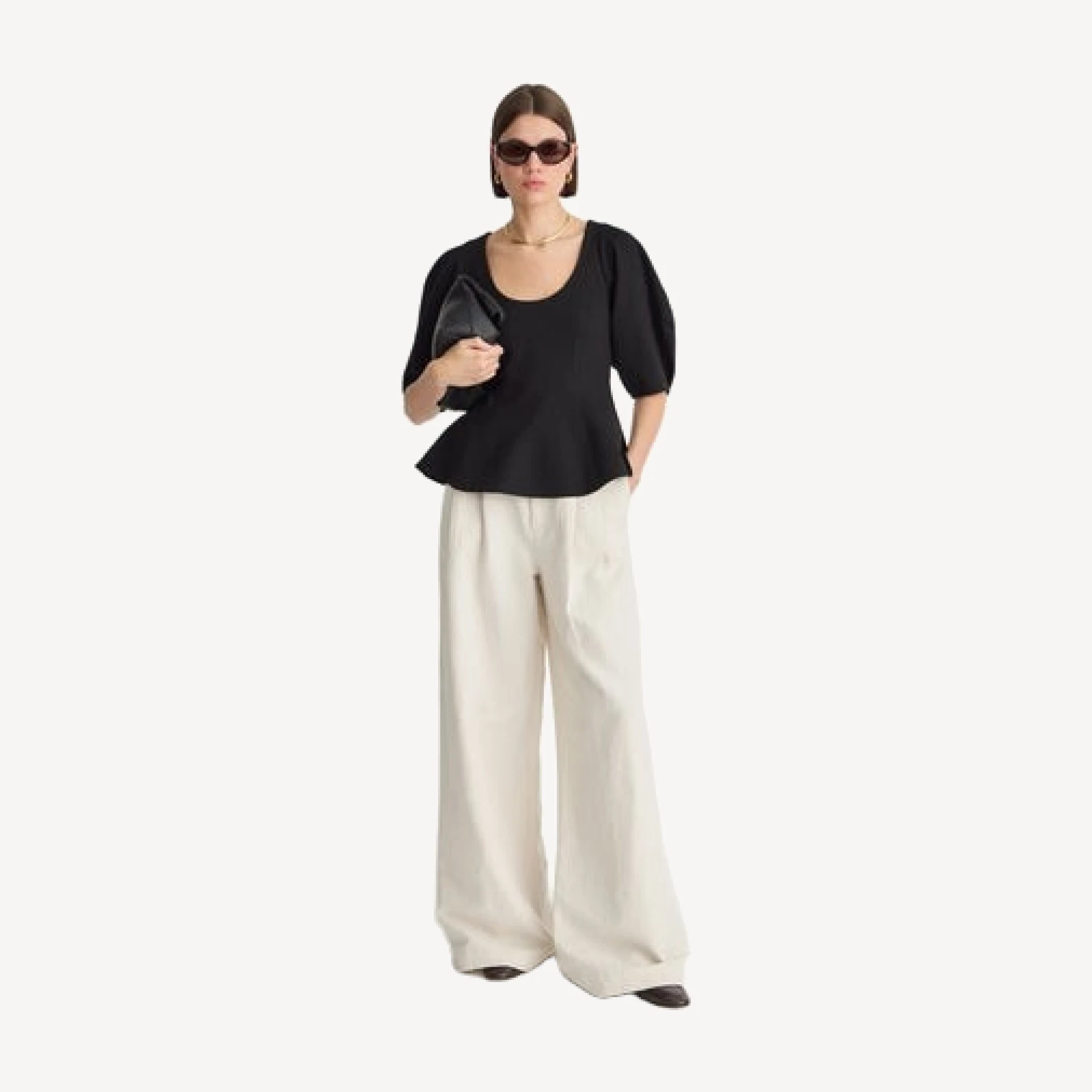 Bebe Ponte Peplum Top