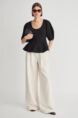 Bebe Ponte Peplum Top