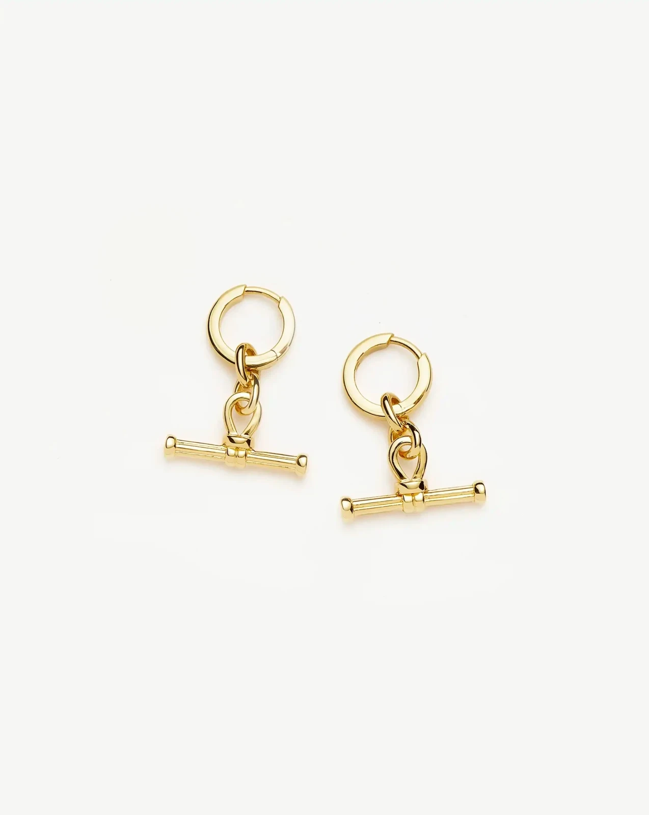 Ridge T-Bar Charm Hoop Earrings | 18ct Gold Plated