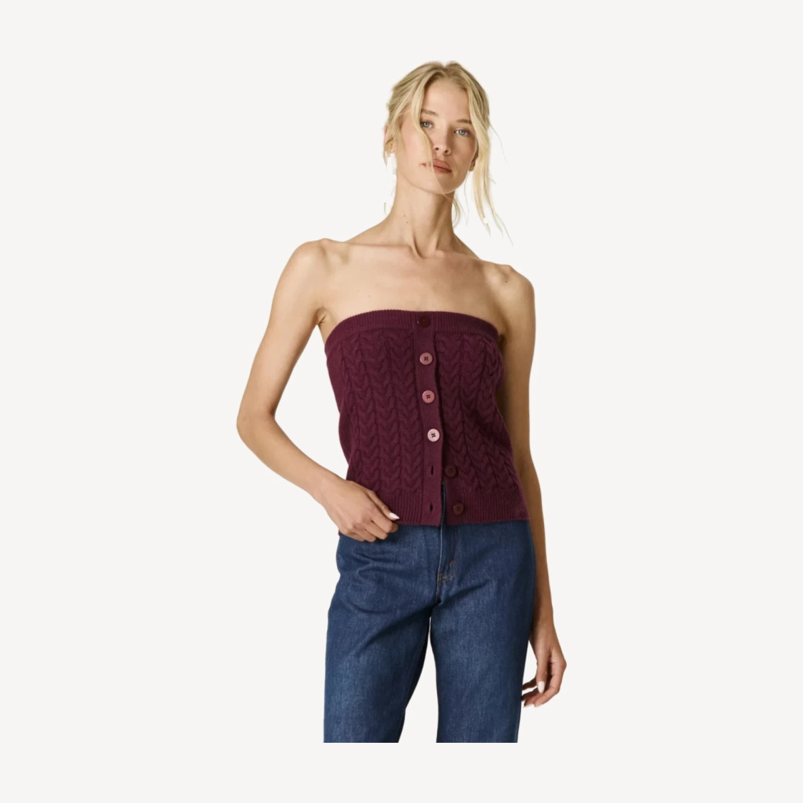 LUNA CABLEKNIT TUBE TOP - CABERNET