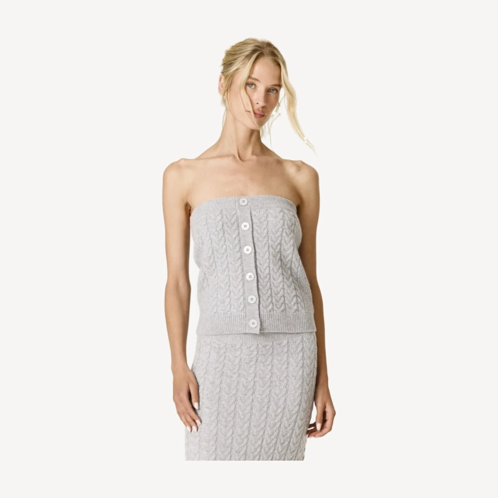 LUNA CABLEKNIT TUBE TOP - SHADOW HEATHER