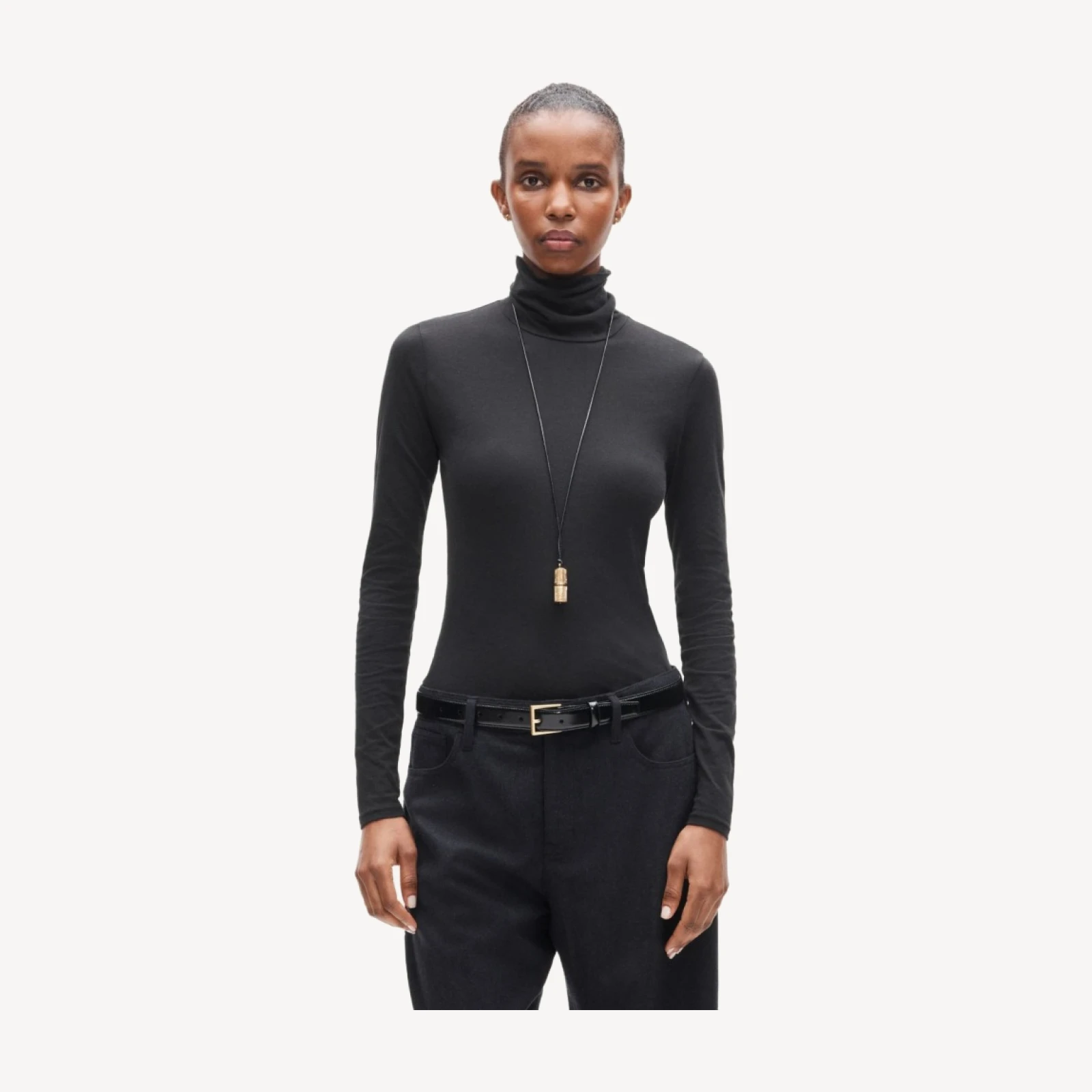 Feather jersey turtleneck