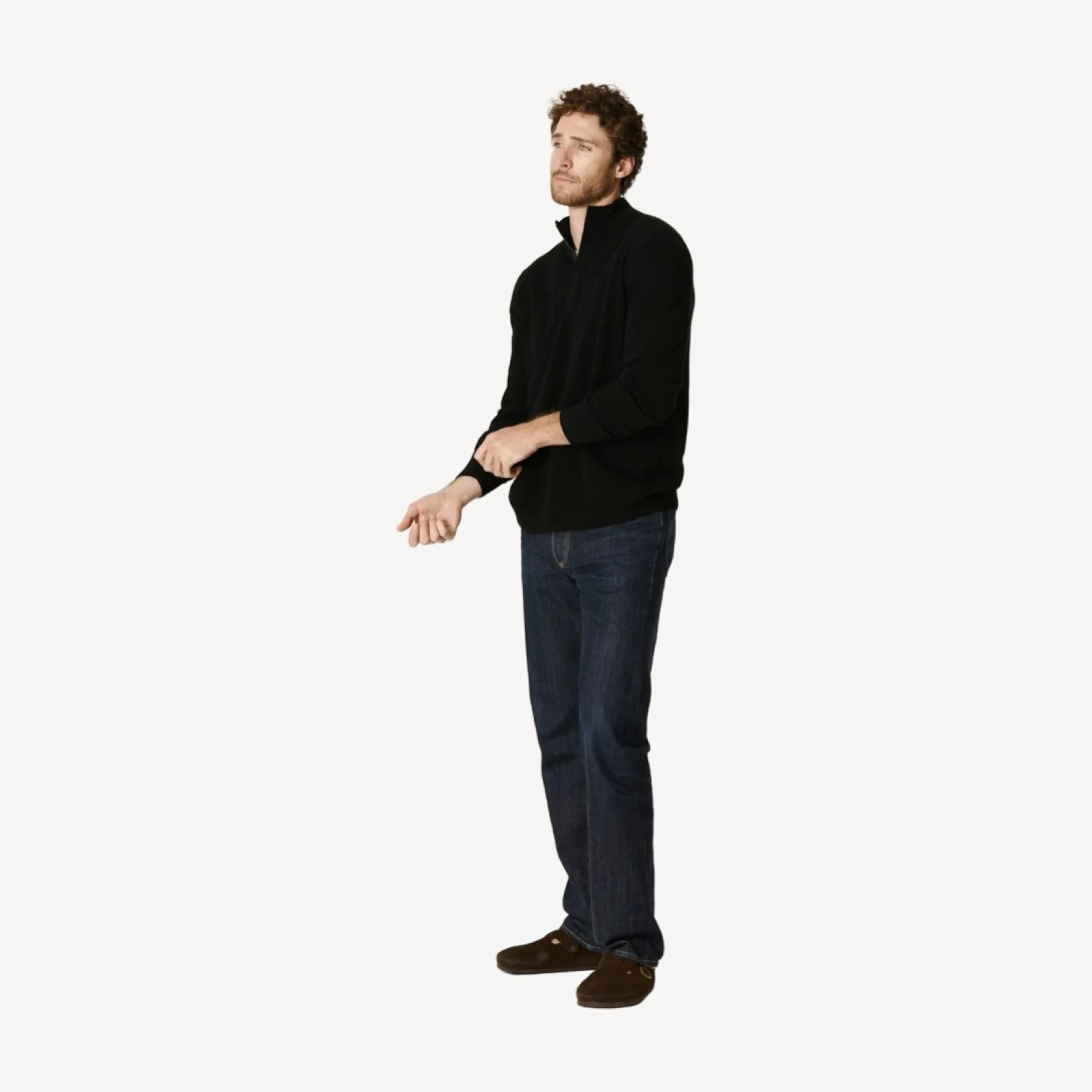 FLYNN CASHMERE QUARTER-ZIP - BLACK