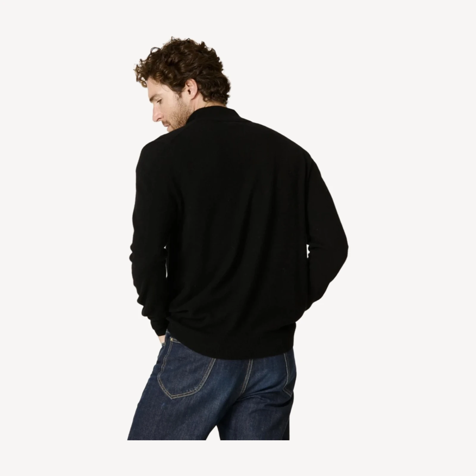 FLYNN CASHMERE QUARTER-ZIP - BLACK