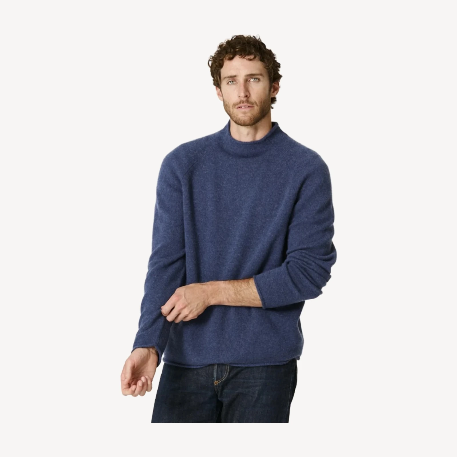 HEATH CASHMERE ROLLNECK SWEATER - INDIGO HEATHER