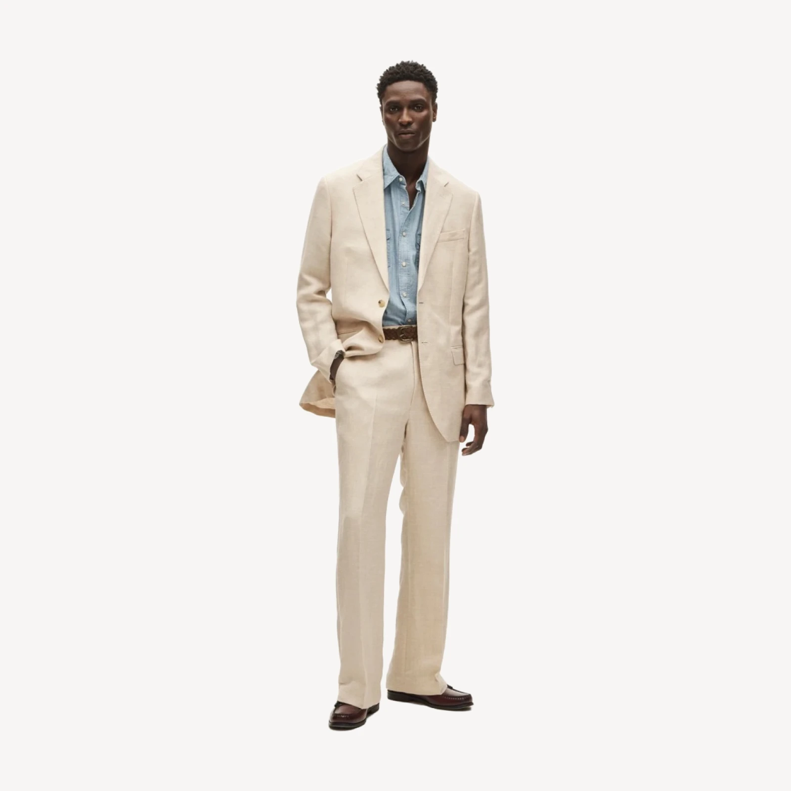 Relaxed-fit suit jacket in English merino wool-linen blend