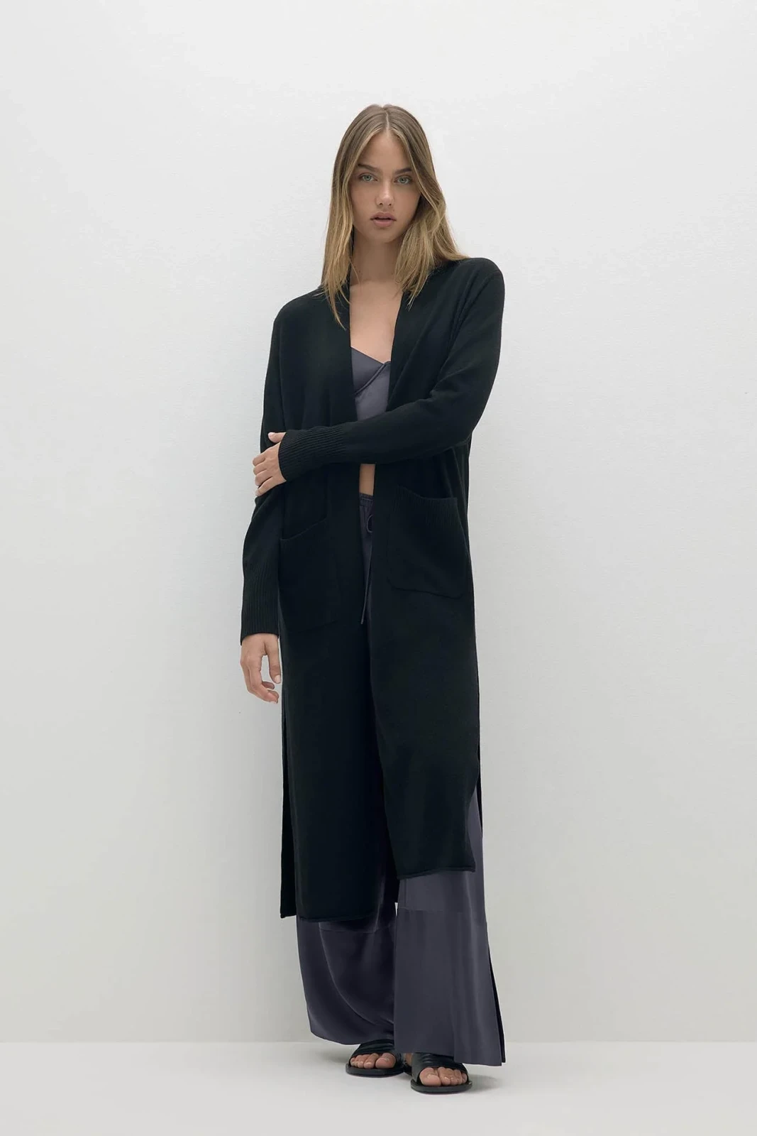 CARMELA CARDIGAN LUNGO IN CASHMERE - NERO