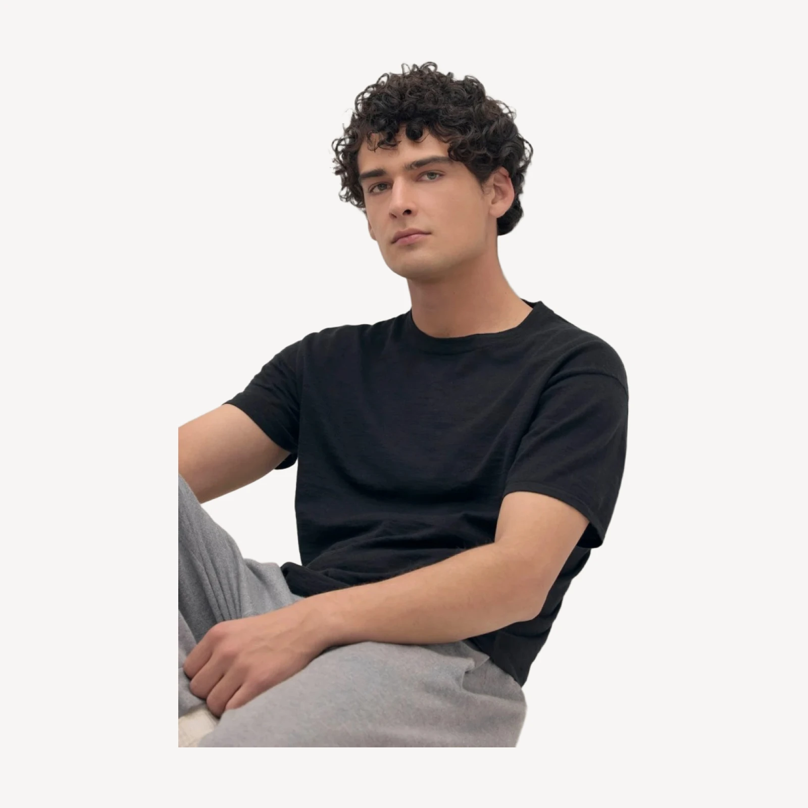 KYLE LINEN CREWNECK TEE - BLACK