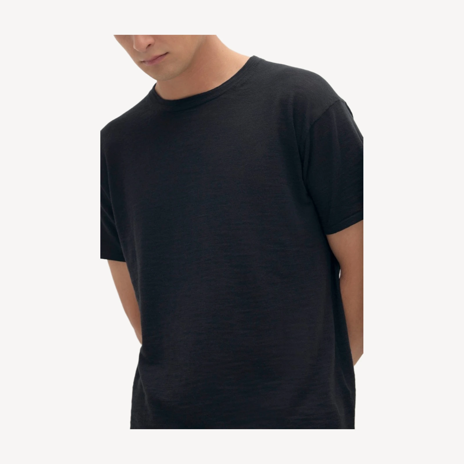 KYLE LINEN CREWNECK TEE - BLACK