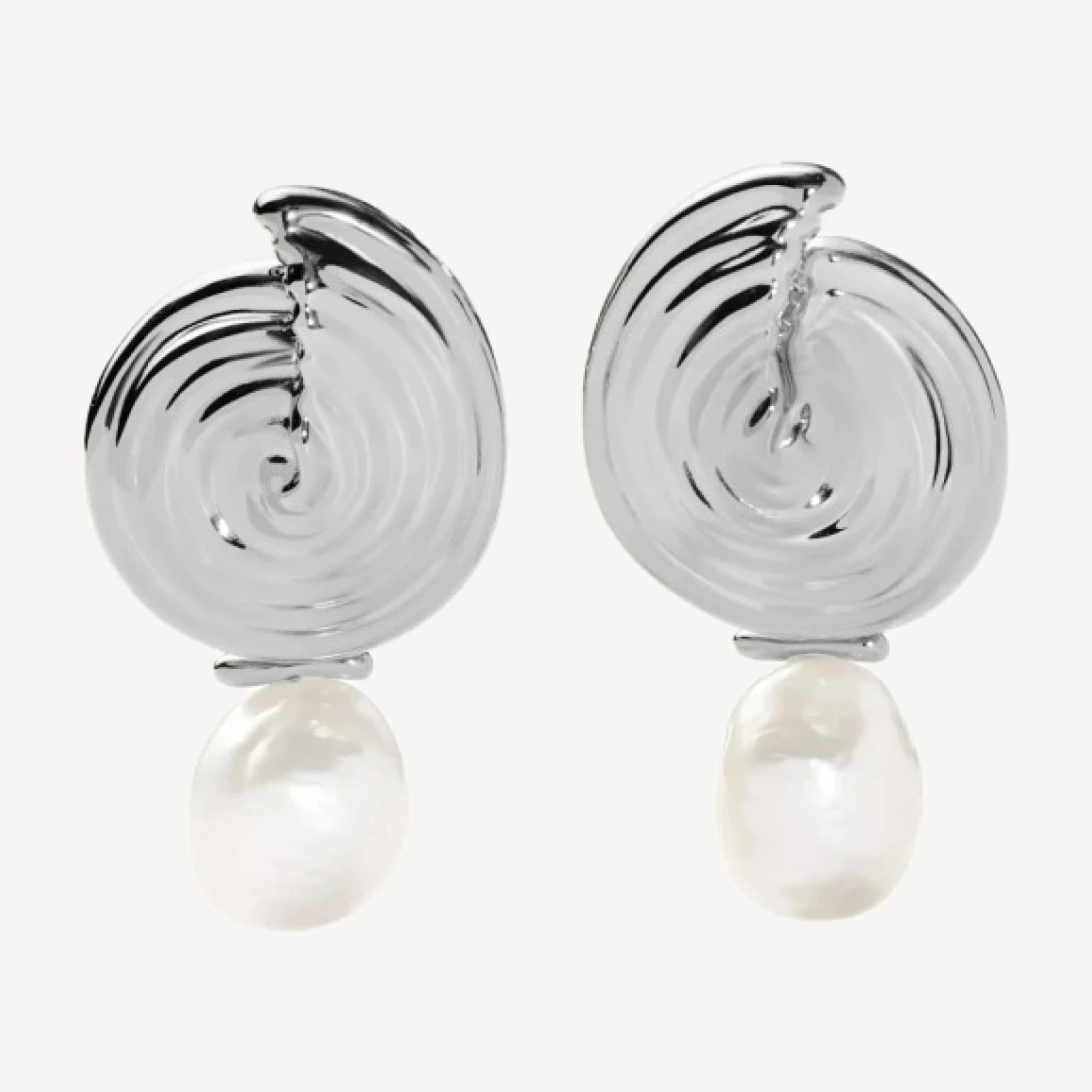Spiral Detachable Pearl Drop Earrings | Silver Plated