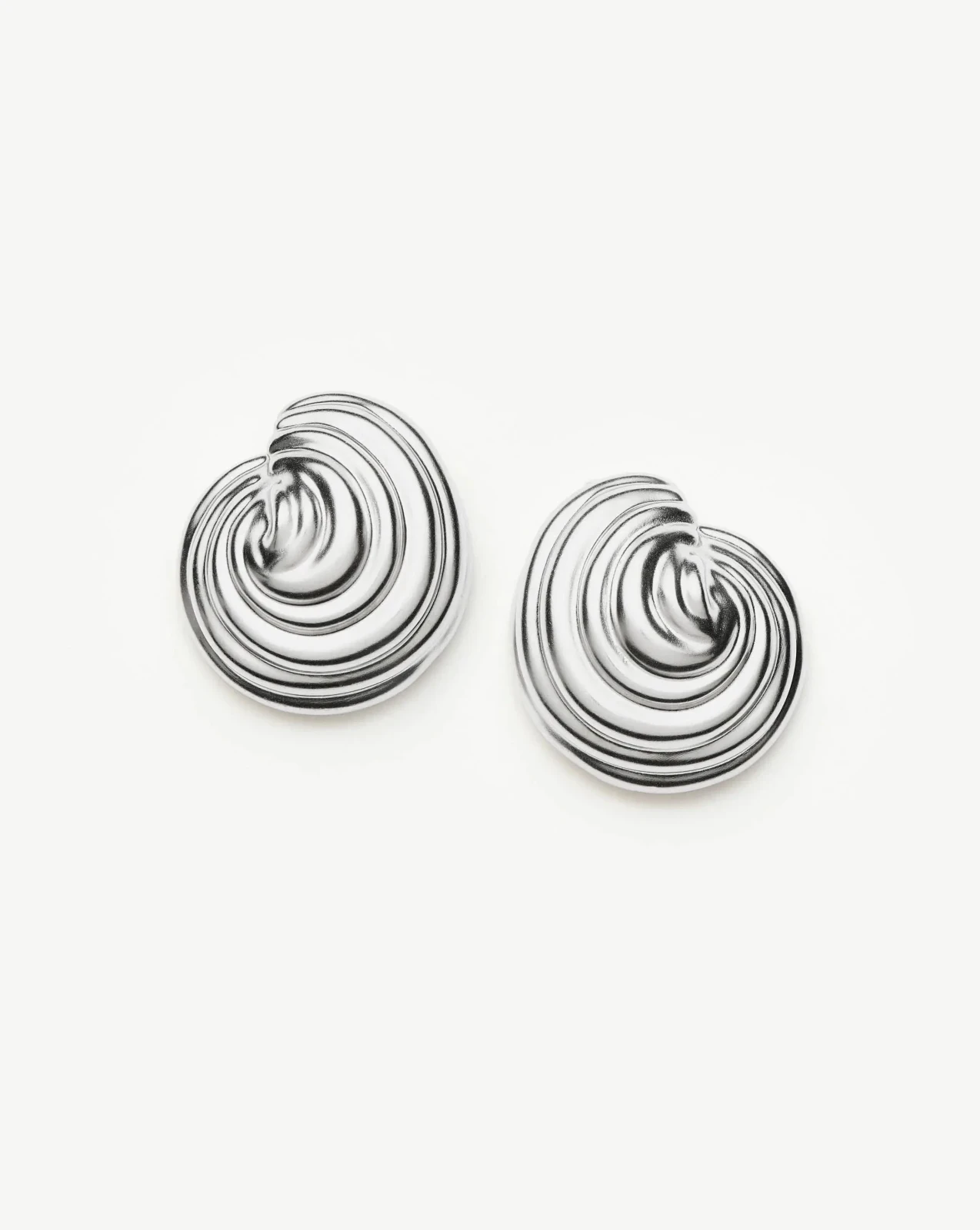Spiral Dome Oversized Stud Earrings | Silver Plated