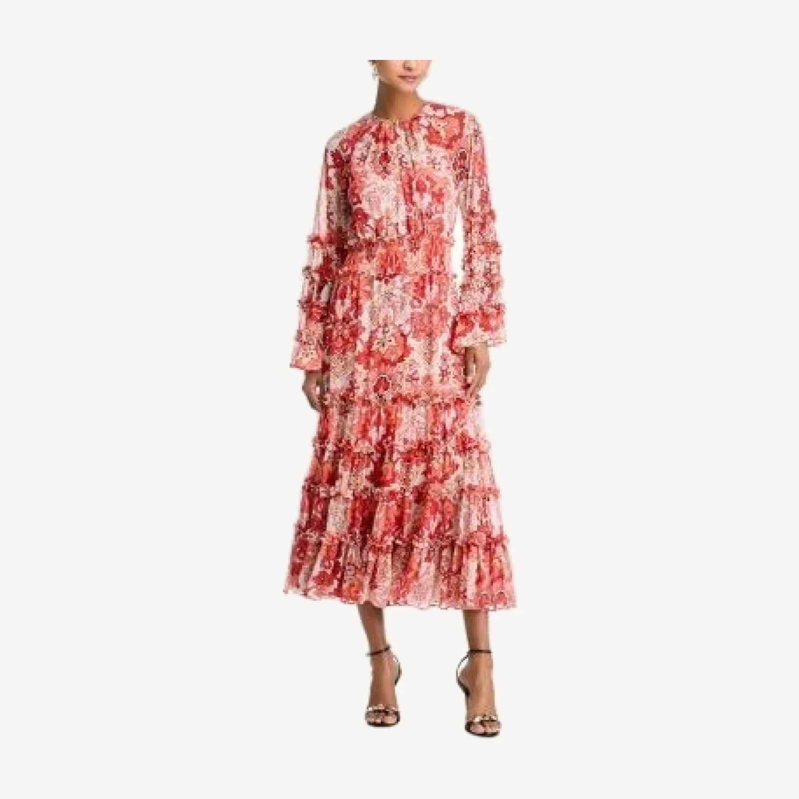 Cinq a Sept Damask Sunnina Ruffled Tiered Midi Dress