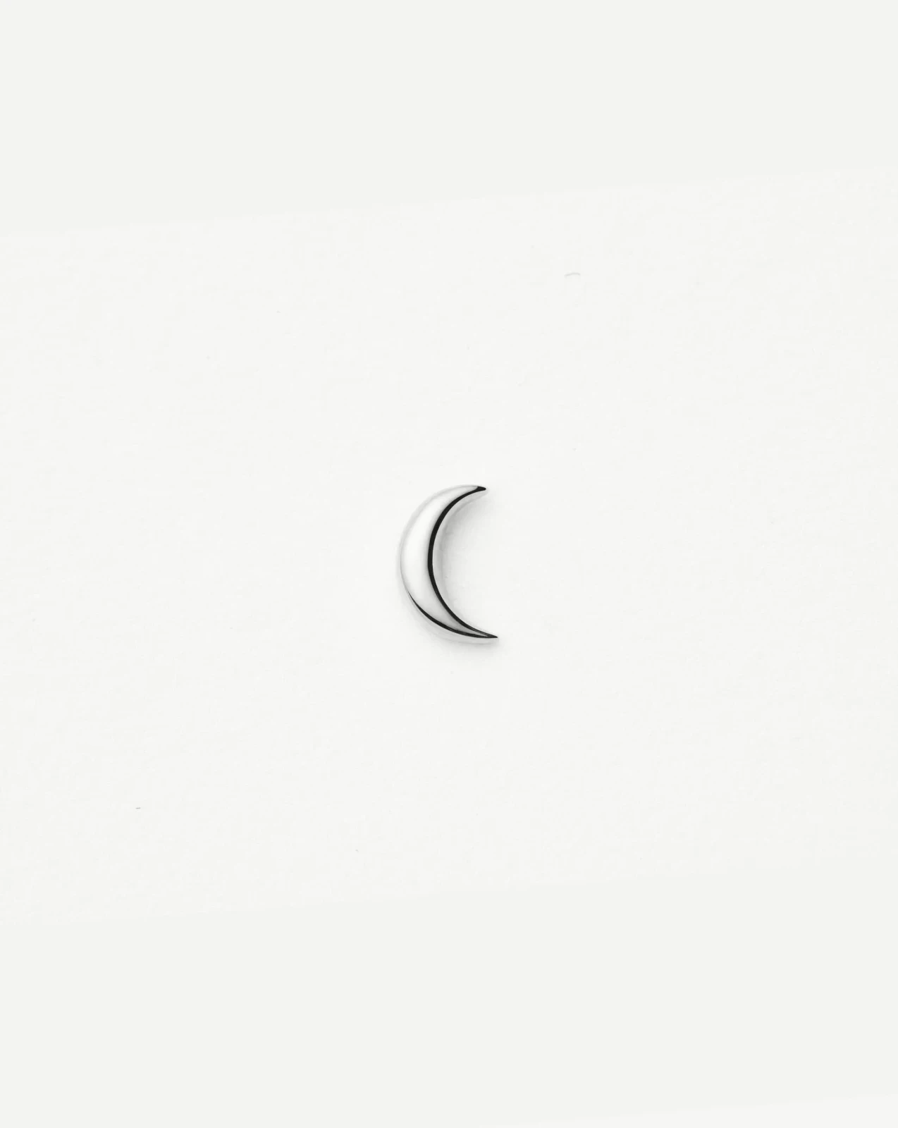 Solid Gold Moon Flat Back Stud Earring | 9ct Solid White Gold