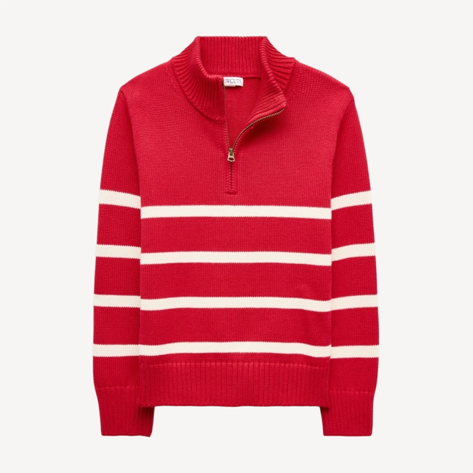 Kids' quarter-zip sweater in striped heritage cotton