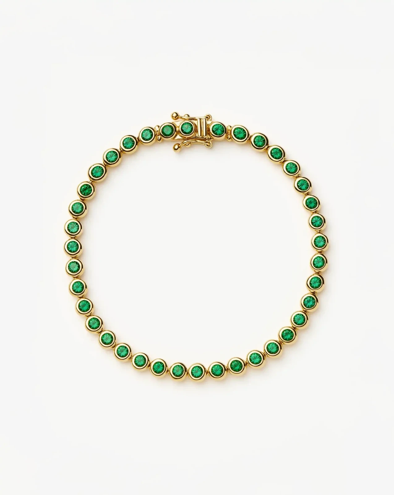 Tennis Round Bracelet | 18ct Gold Plated/Emerald Green Nano-crystal