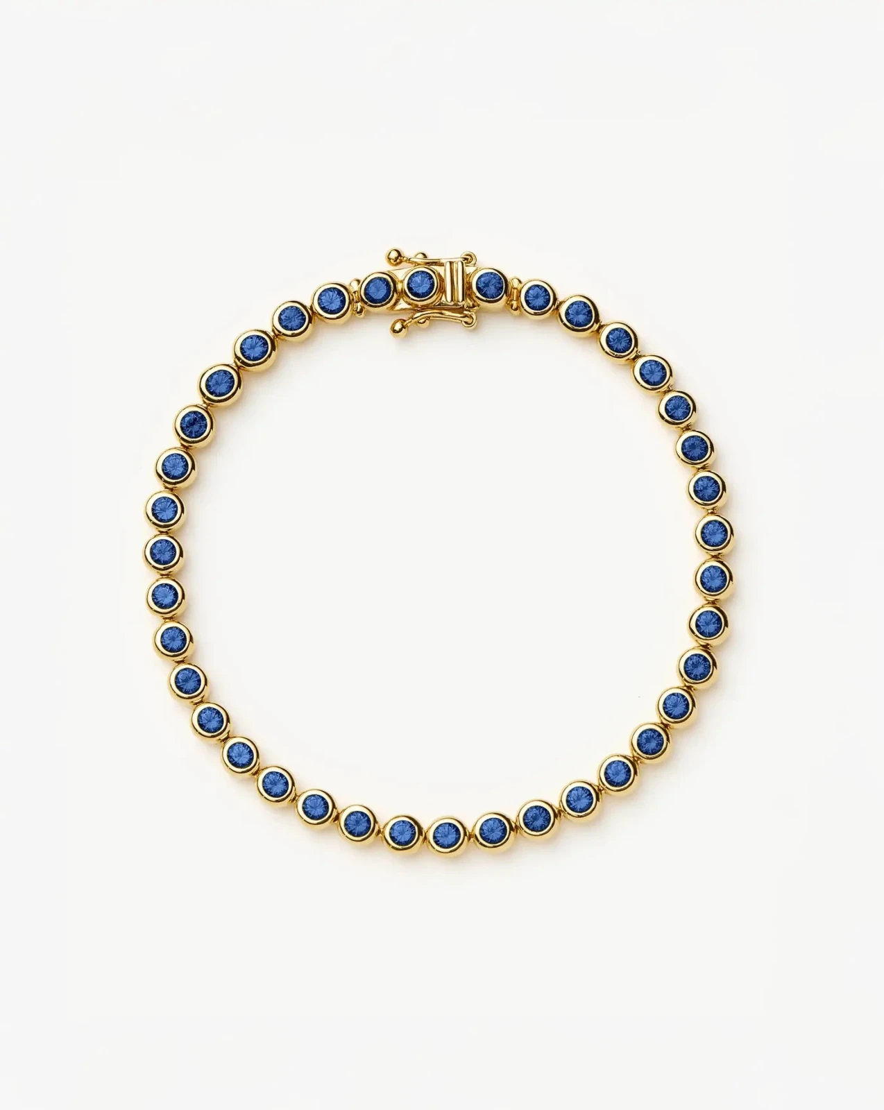 Tennis Round Bracelet | 18ct Gold Plated/Sapphire Blue Nano-crystal