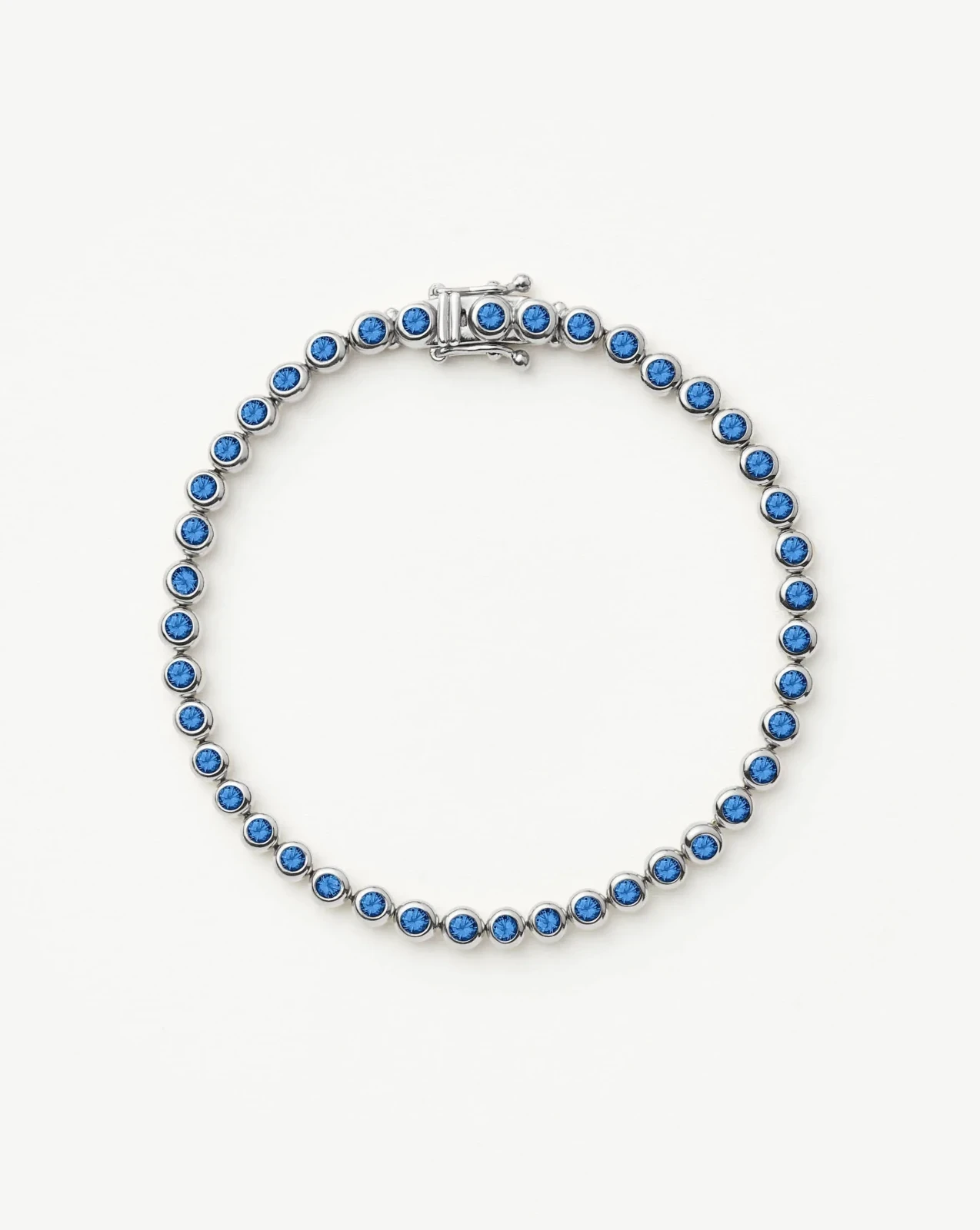 Tennis Round Bracelet | Silver Plated/Sapphire Blue Nano-crystal