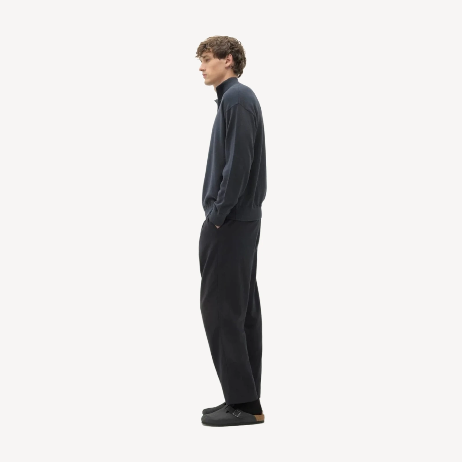 RONAN COTTON CASHMERE MEZZA ZIP - BLU SCURO