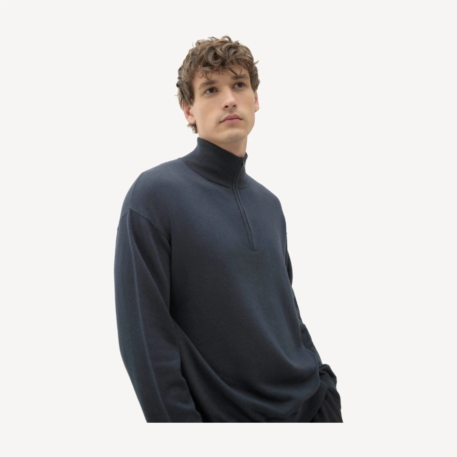 RONAN COTTON CASHMERE MEZZA ZIP - BLU SCURO