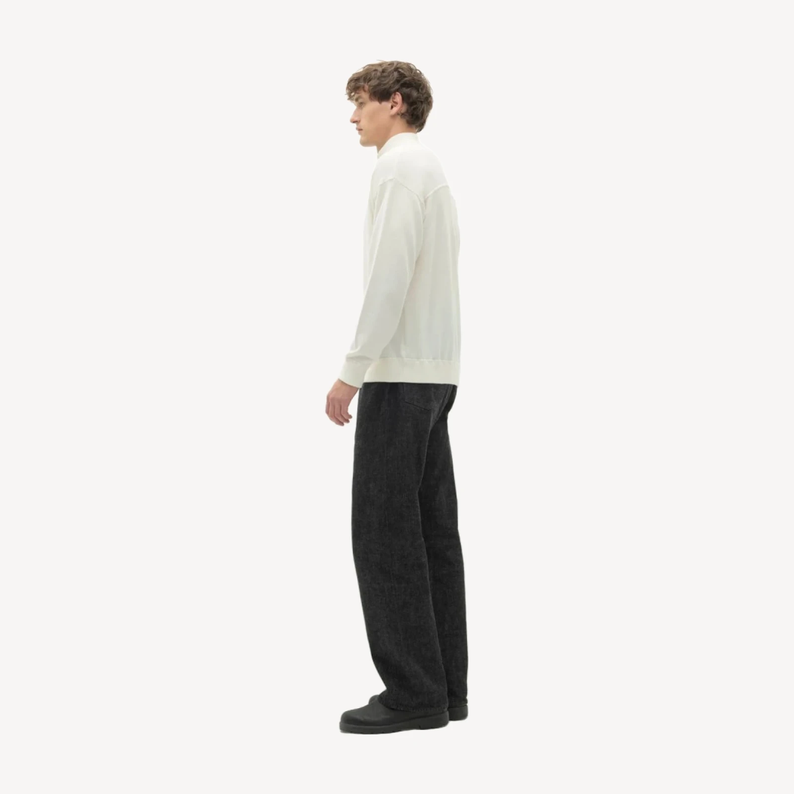 RONAN COTONE CASHMERE MEZZA ZIP - ECRÙ