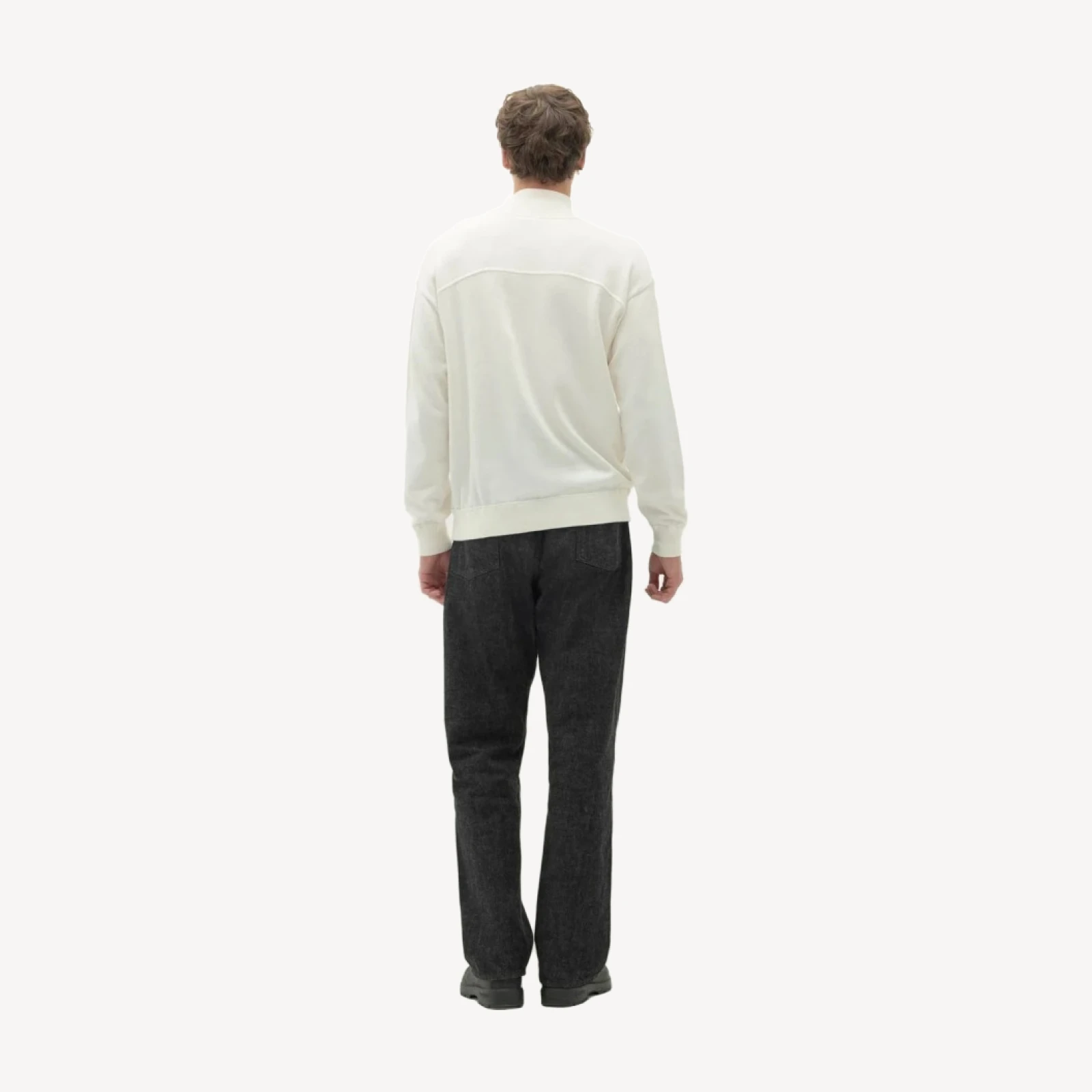 RONAN COTONE CASHMERE MEZZA ZIP - ECRÙ