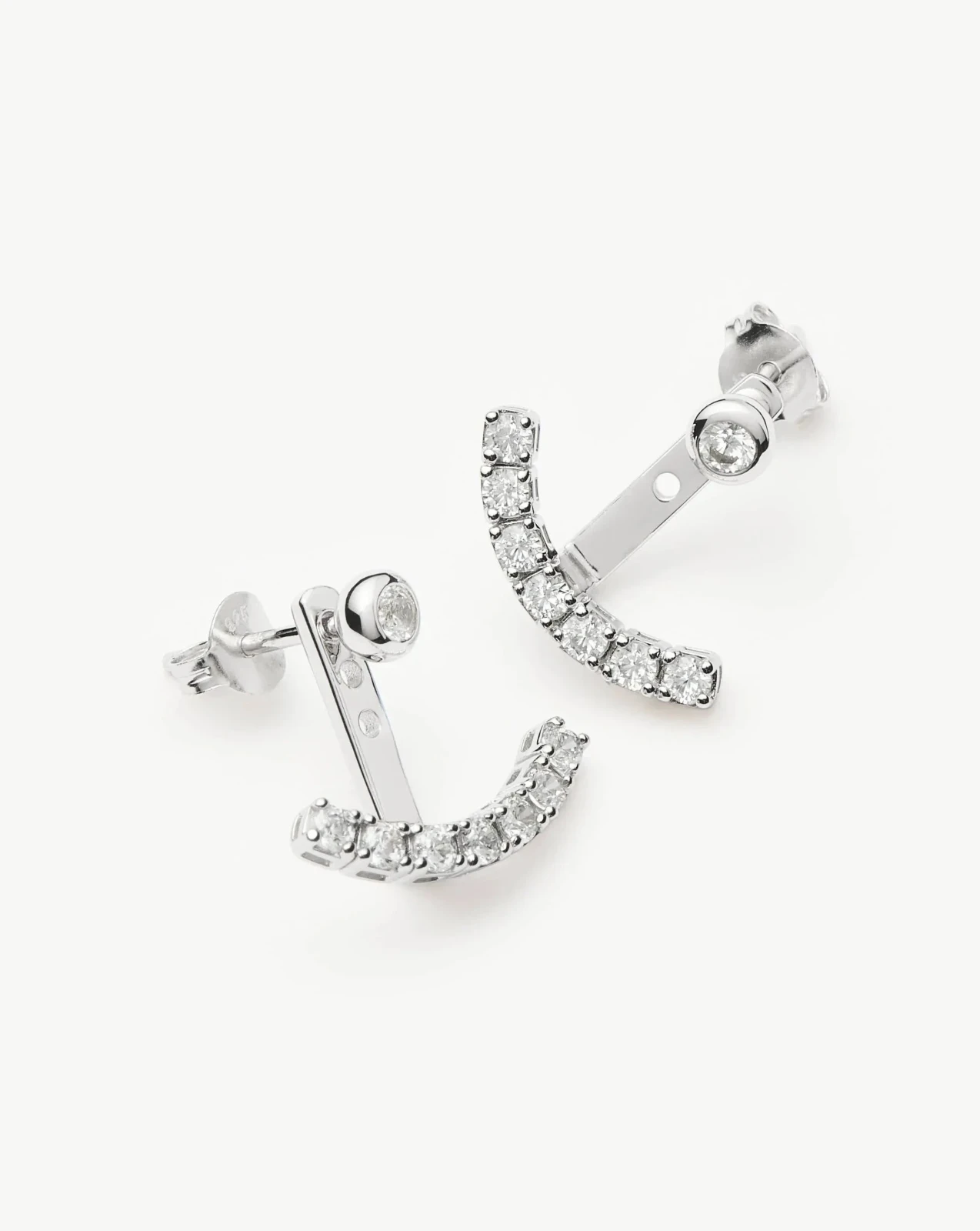 Tennis Ear Jacket Stud Earrings | Silver Plated/Cubic Zirconia