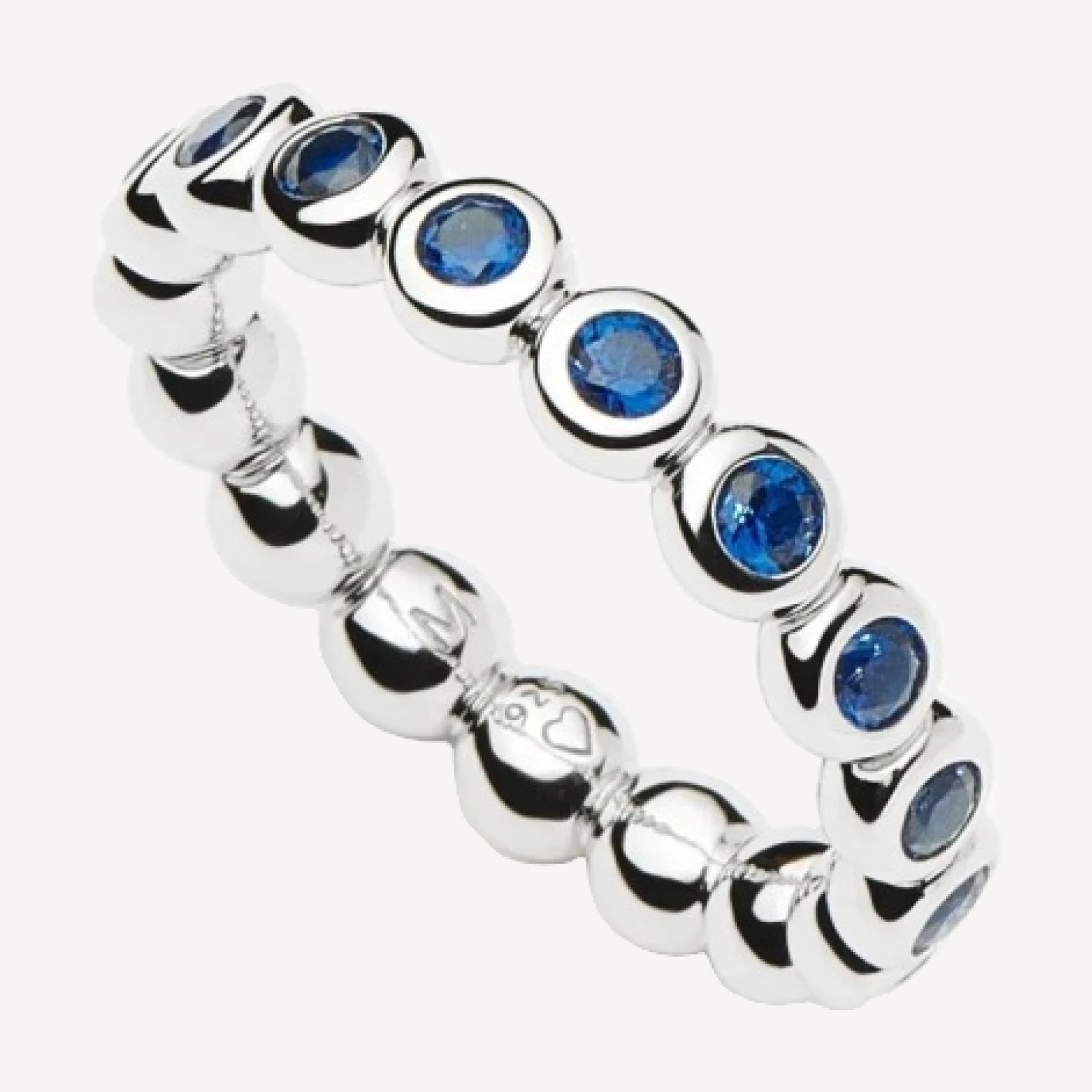Tennis Eternity Stacking Ring | Sterling Silver/Sapphire Blue Nano-crystal