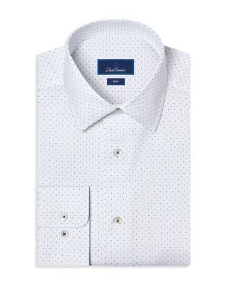 David Donahue Slim Fit Stretch Micro Neat Print Dress Shirt