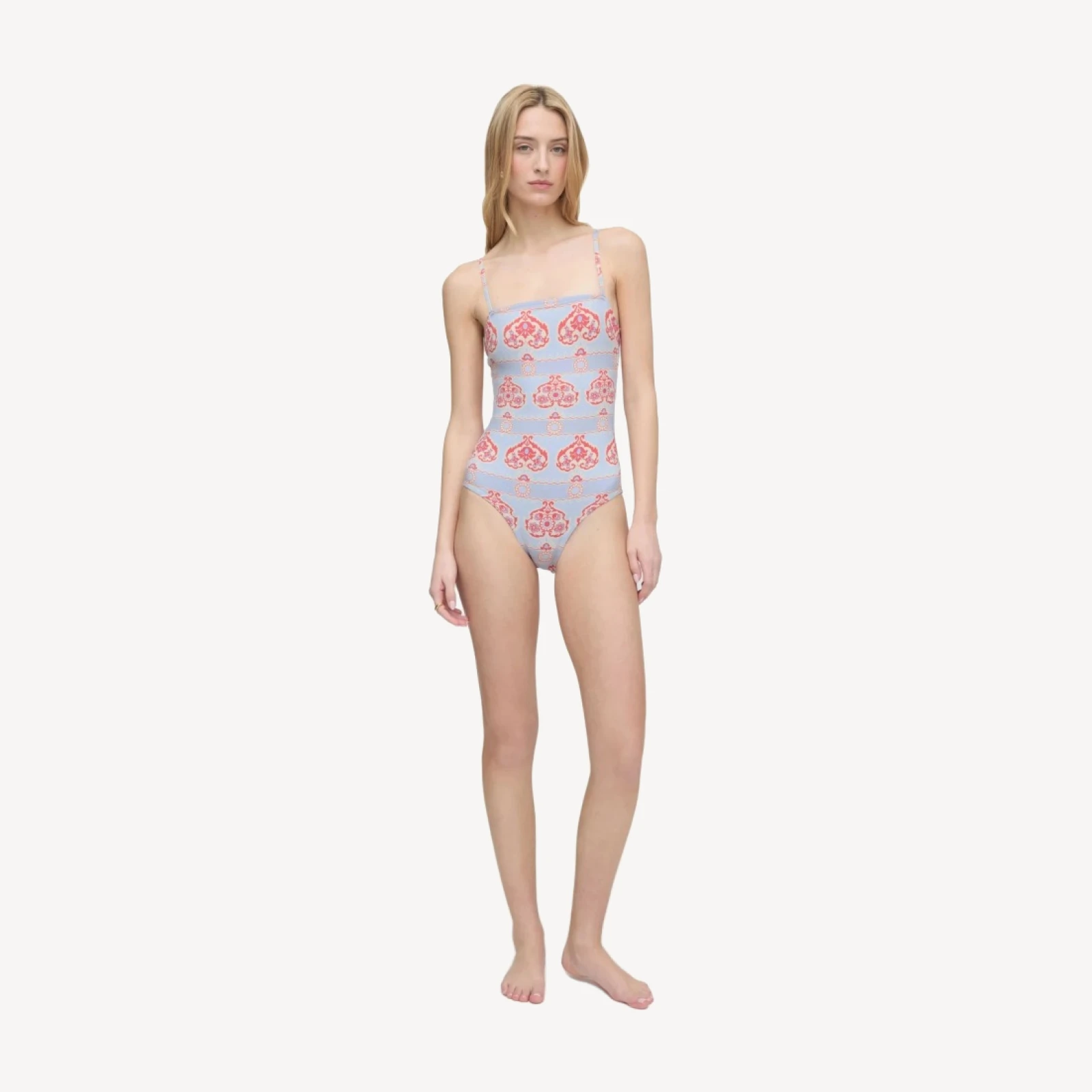 The Giana One Piece - Poppy Damask Stripe