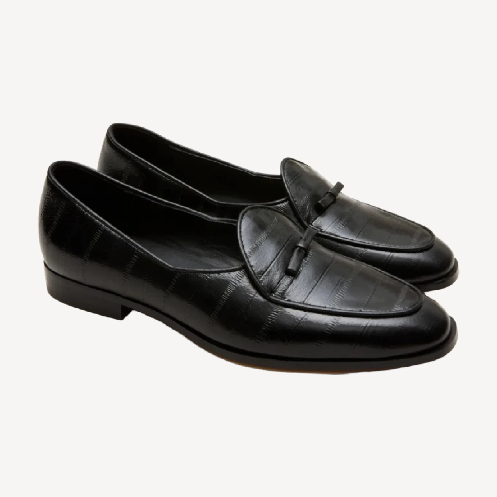 Smoking slippers in eel-embossed leather