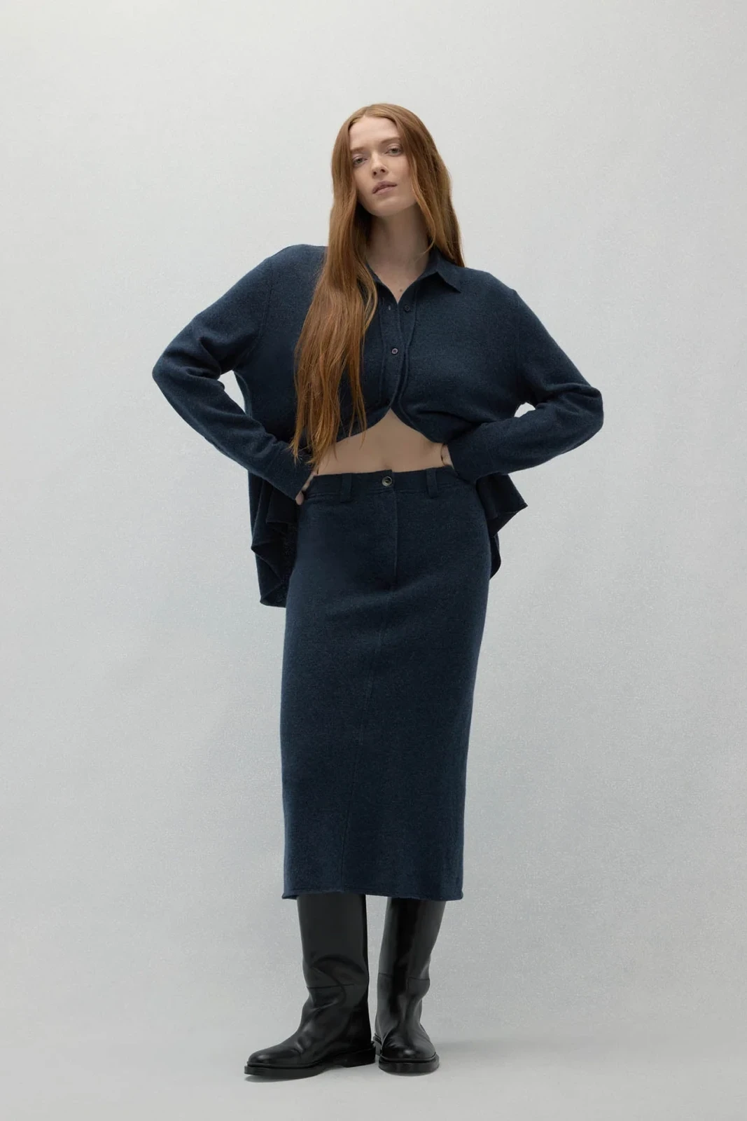 GONNA MIDI IN CASHMERE DI JEANS VENEZIA - INDACO