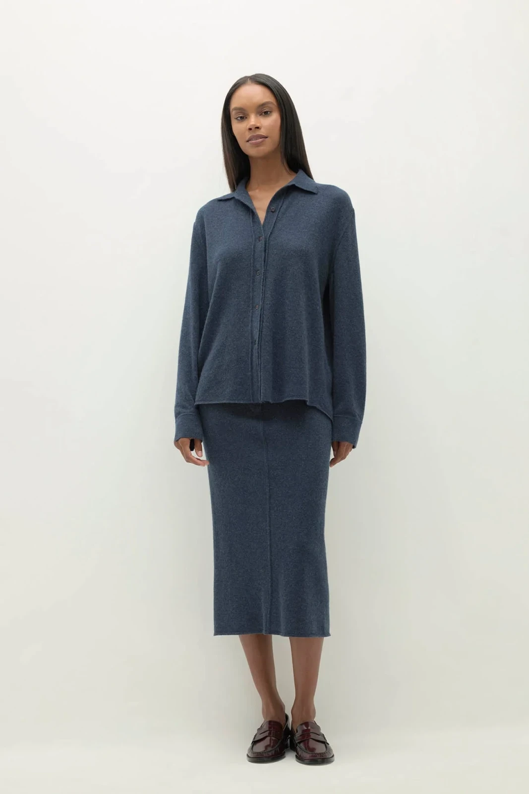 CAMICIA CATANIA IN DENIM DI CASHMERE - INDACO