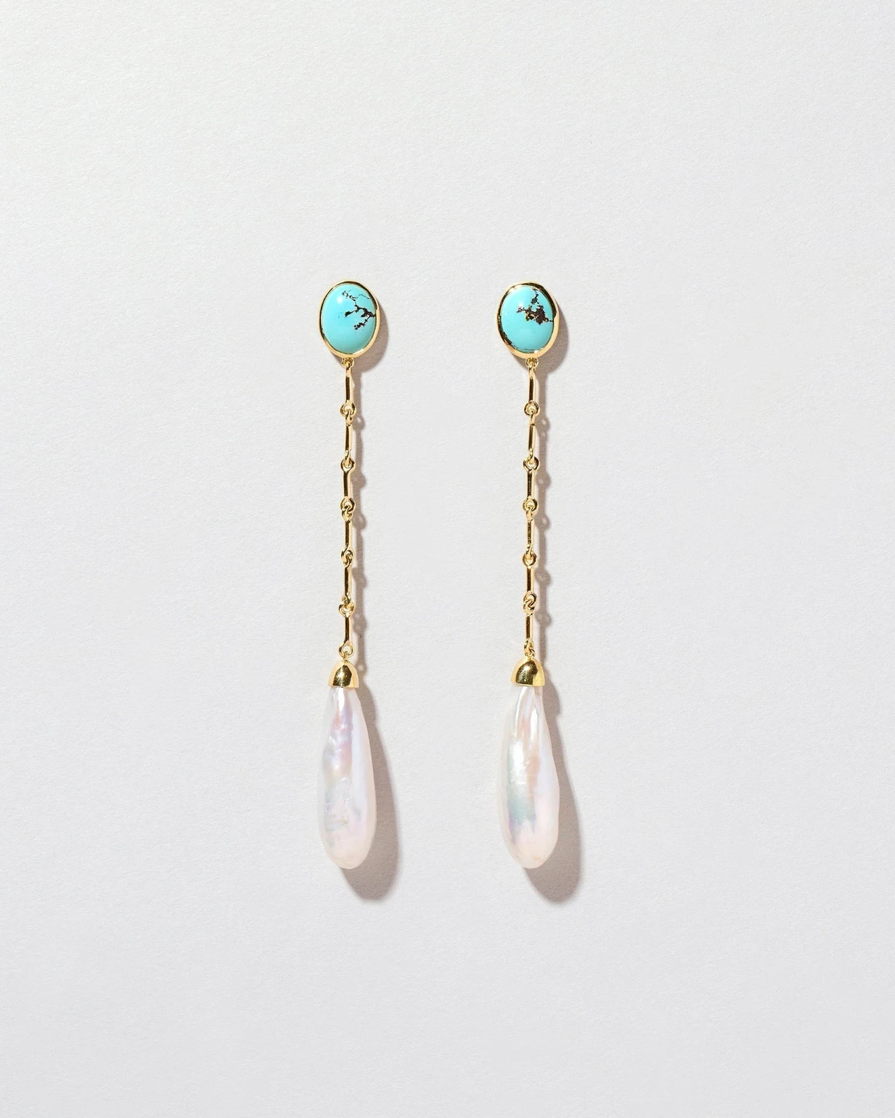 Pearl & Turquoise Shoulder Duster Earrings