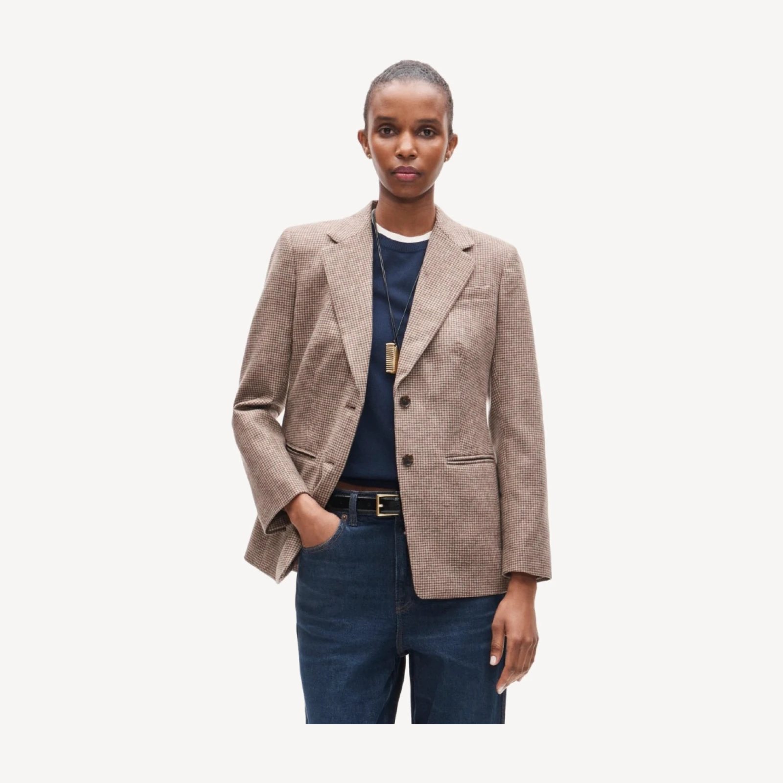 Margeaux blazer in plaid wool-blend flannel