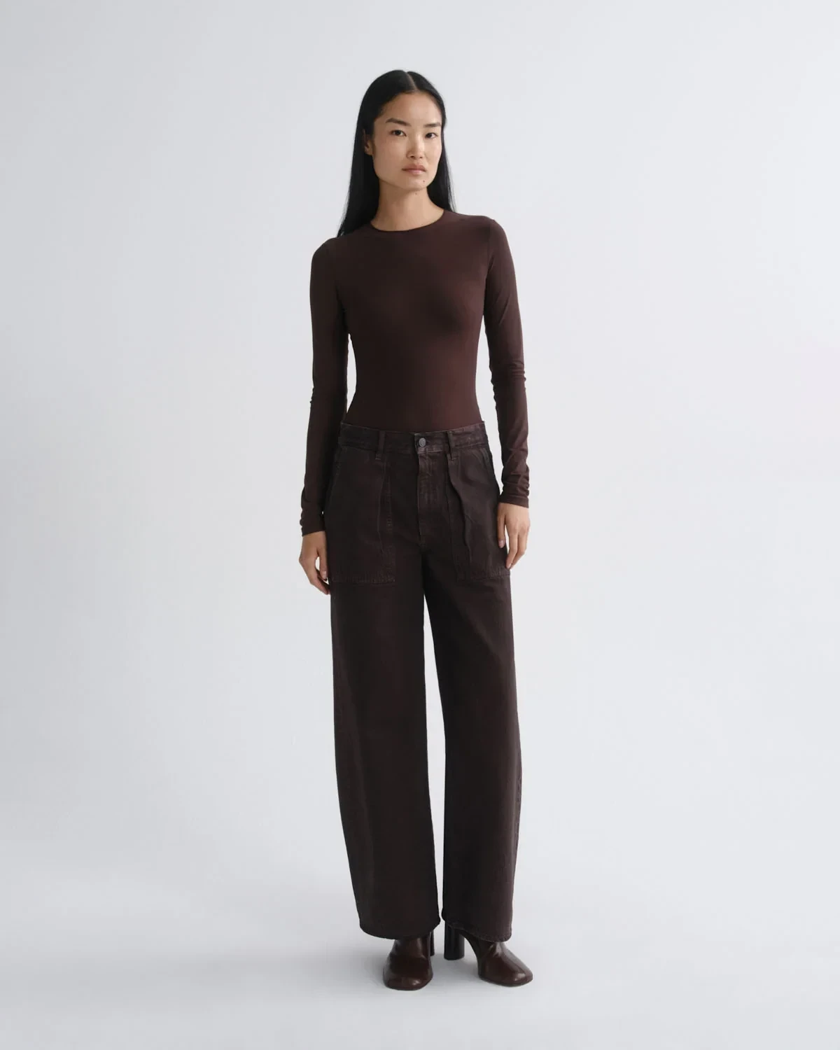 Low Curve Utility Jean Petite 29" in Deep Roast