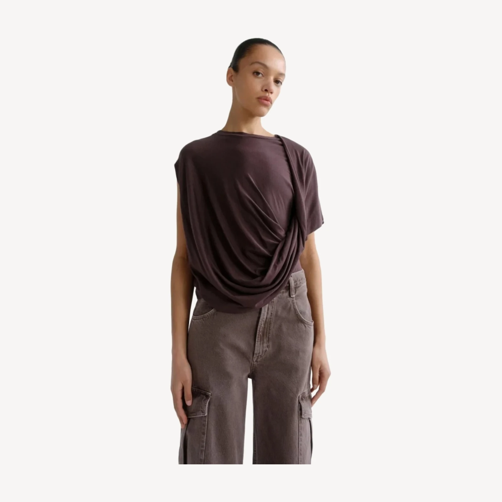 Milena Twist Tee in Raisin
