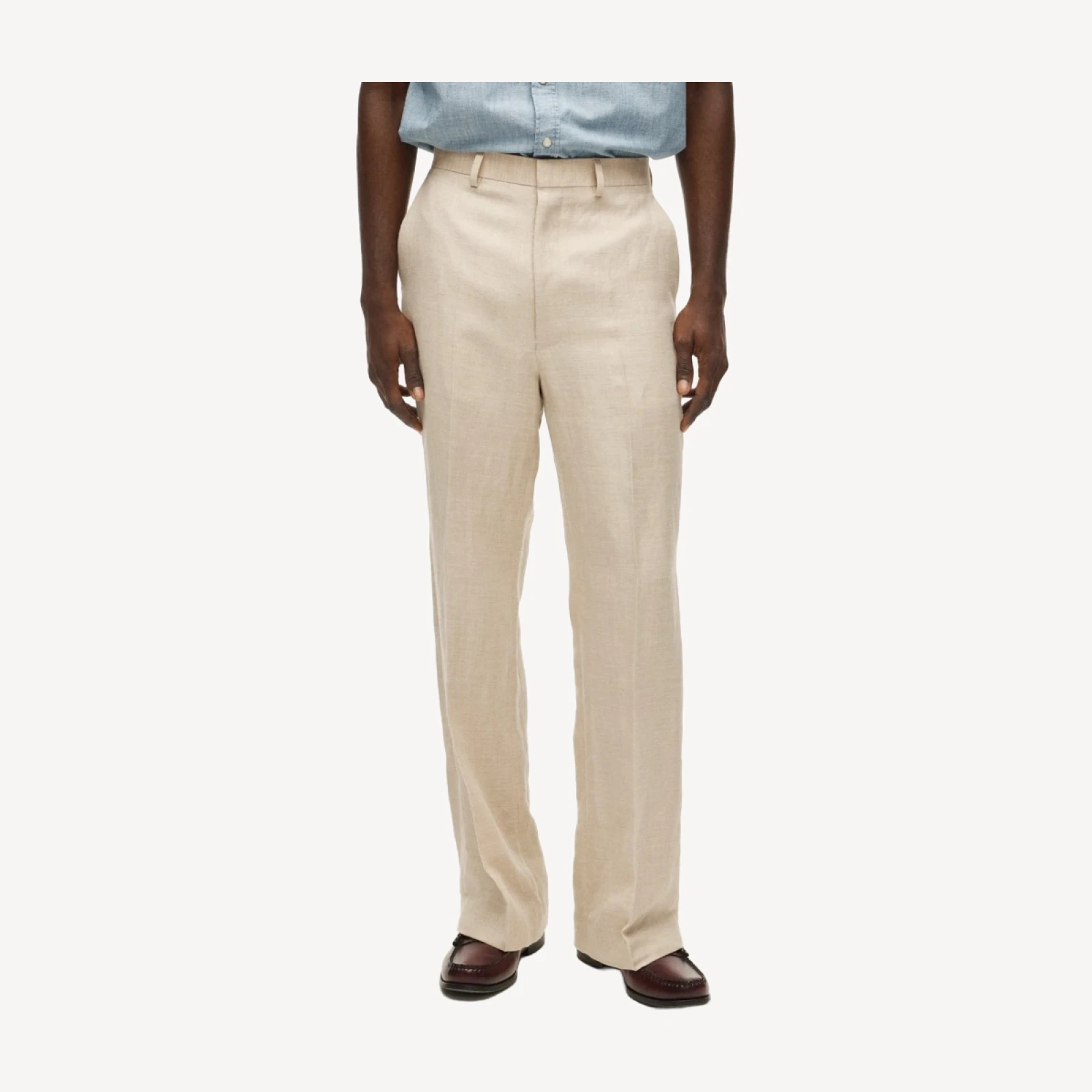 Relaxed-fit suit pant in English merino wool-linen blend