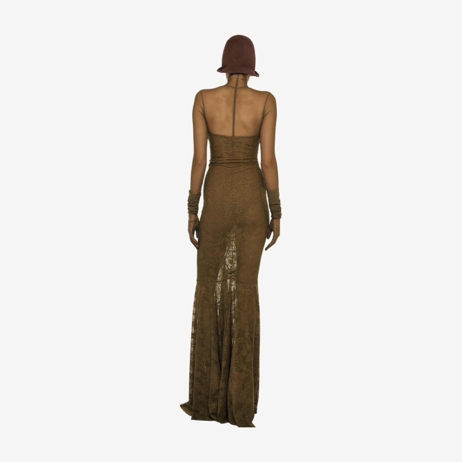 STRAPLESS SHIRRED FRONT FISHTAIL GOWN