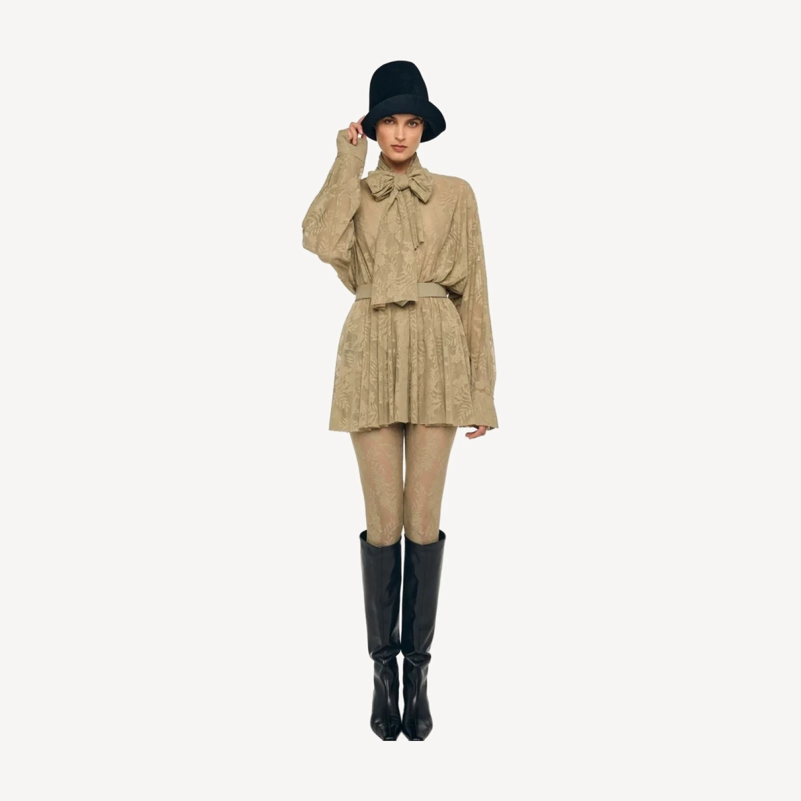 SUPER OS BF NK SHIRT FLARED MINI DRESS W/ BOW