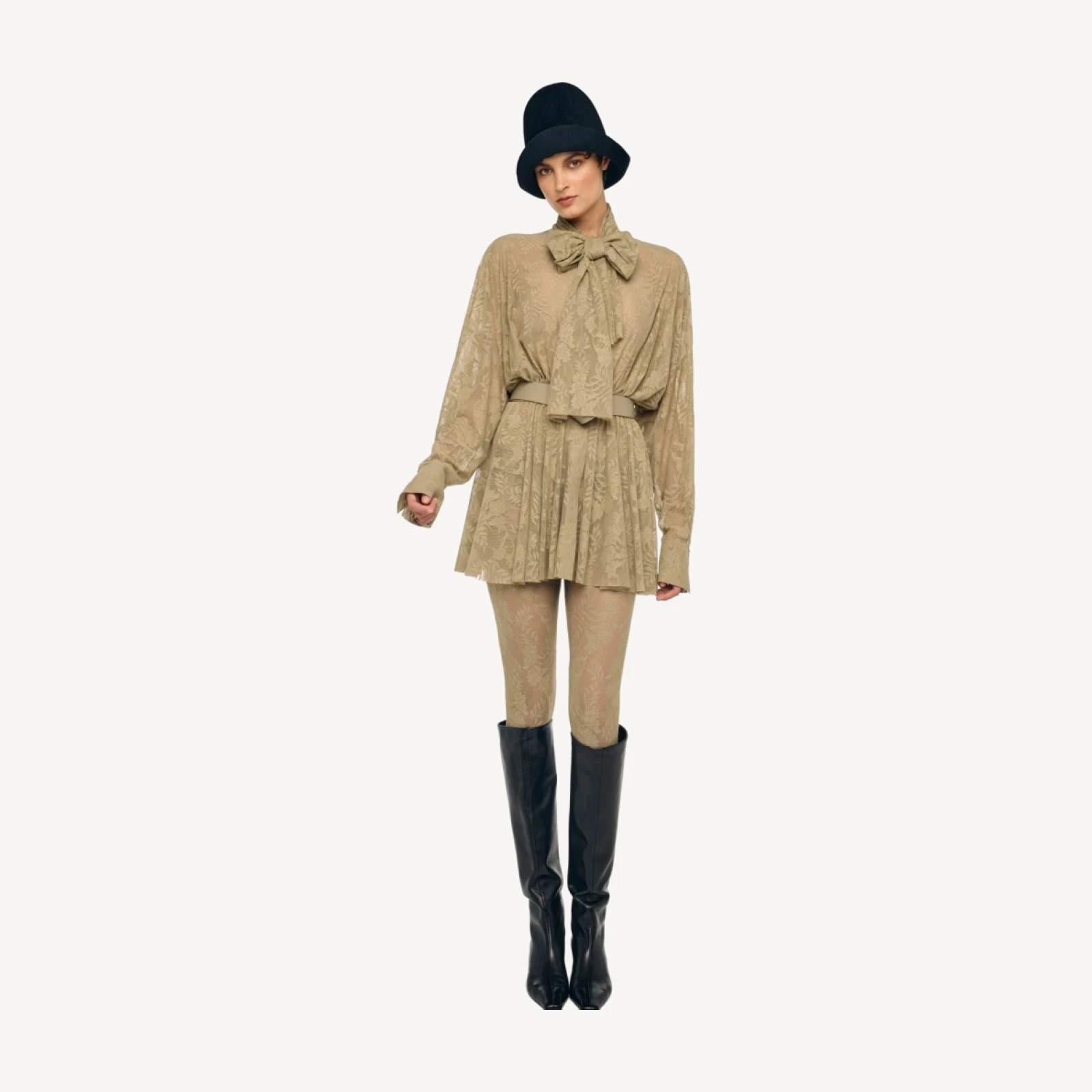 SUPER OS BF NK SHIRT FLARED MINI DRESS W/ BOW