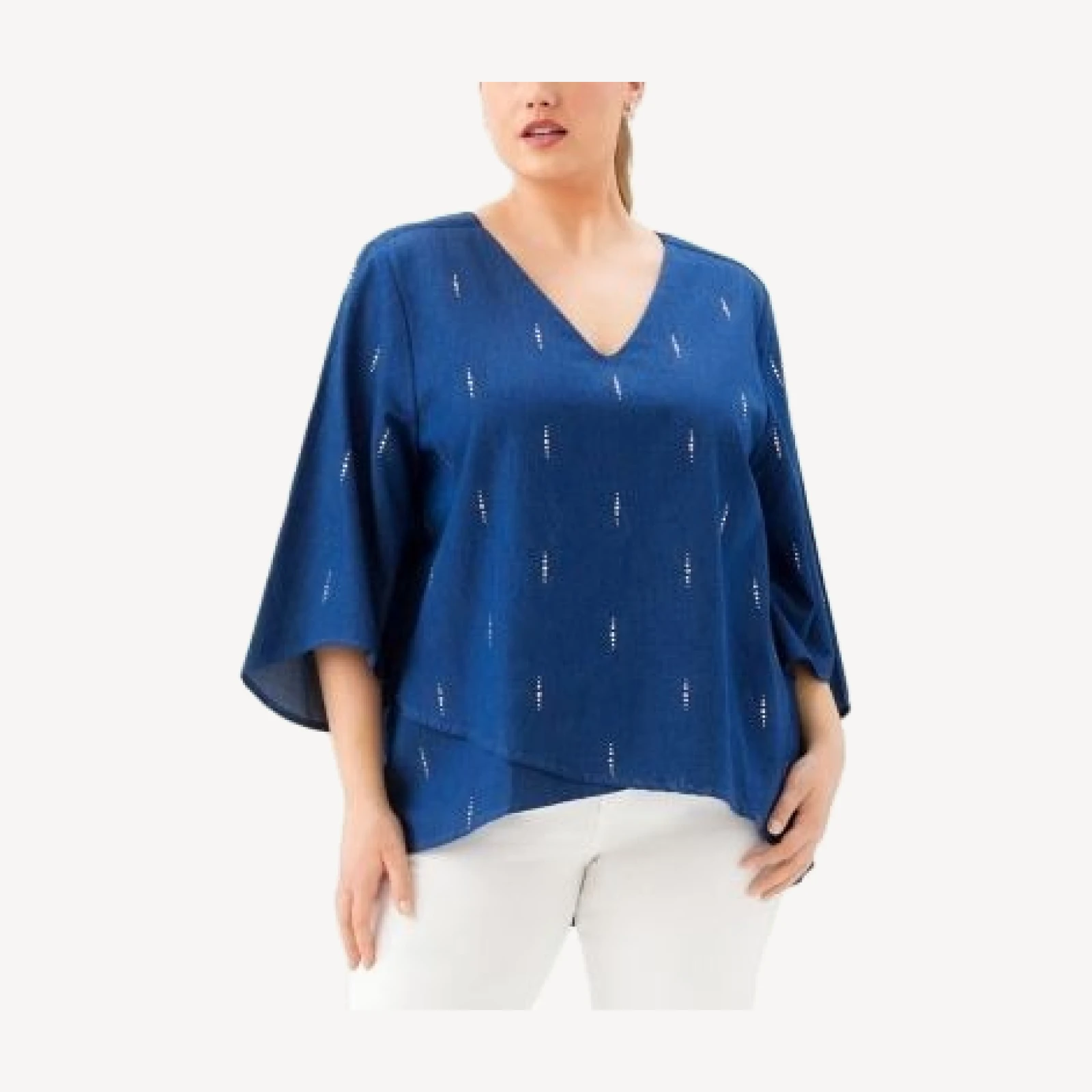 Karen Kane Plus Size Bracelet Sleeve Embellished Asymmetric Top