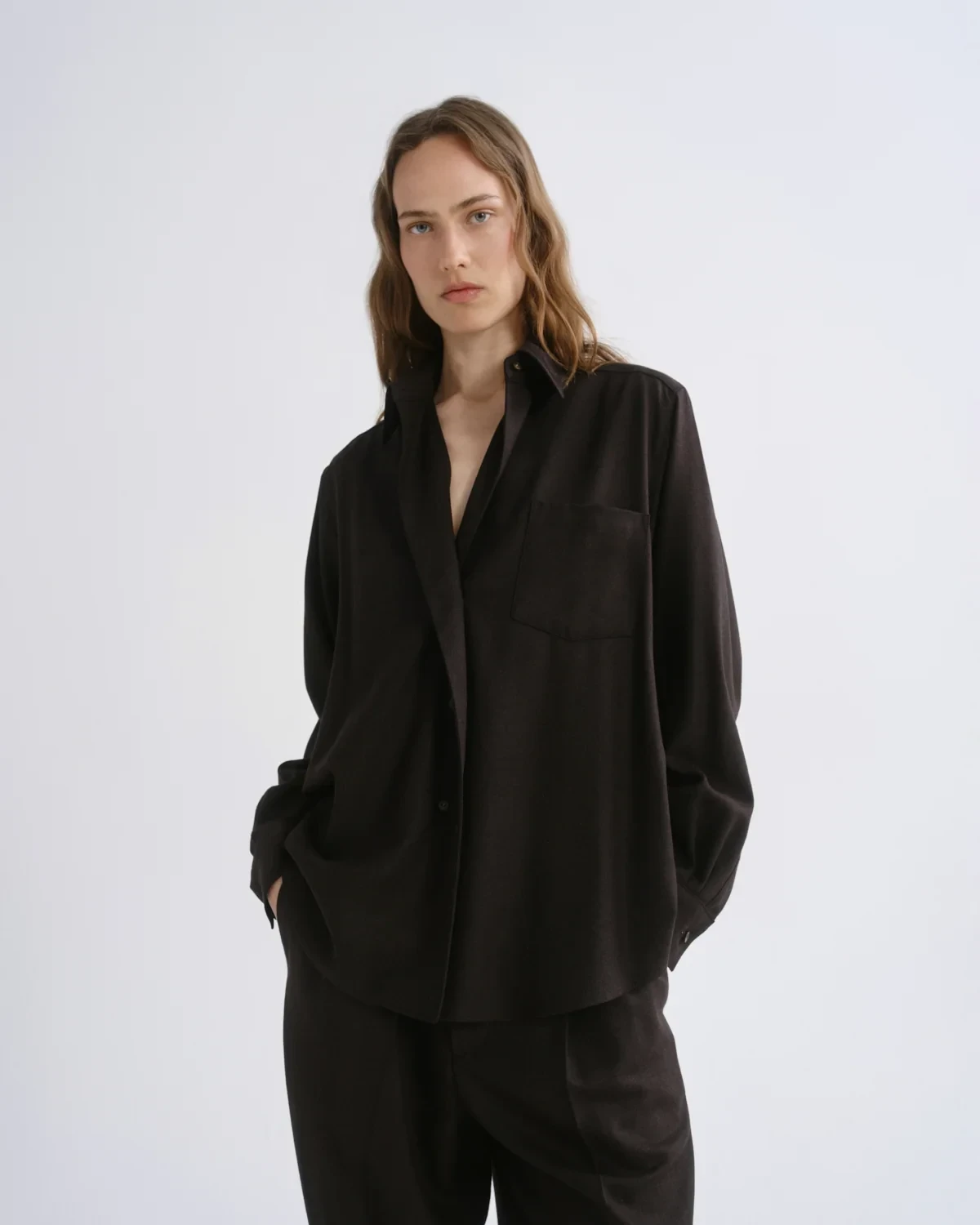 Aris Shirt (Wool) in Chocolate Heather