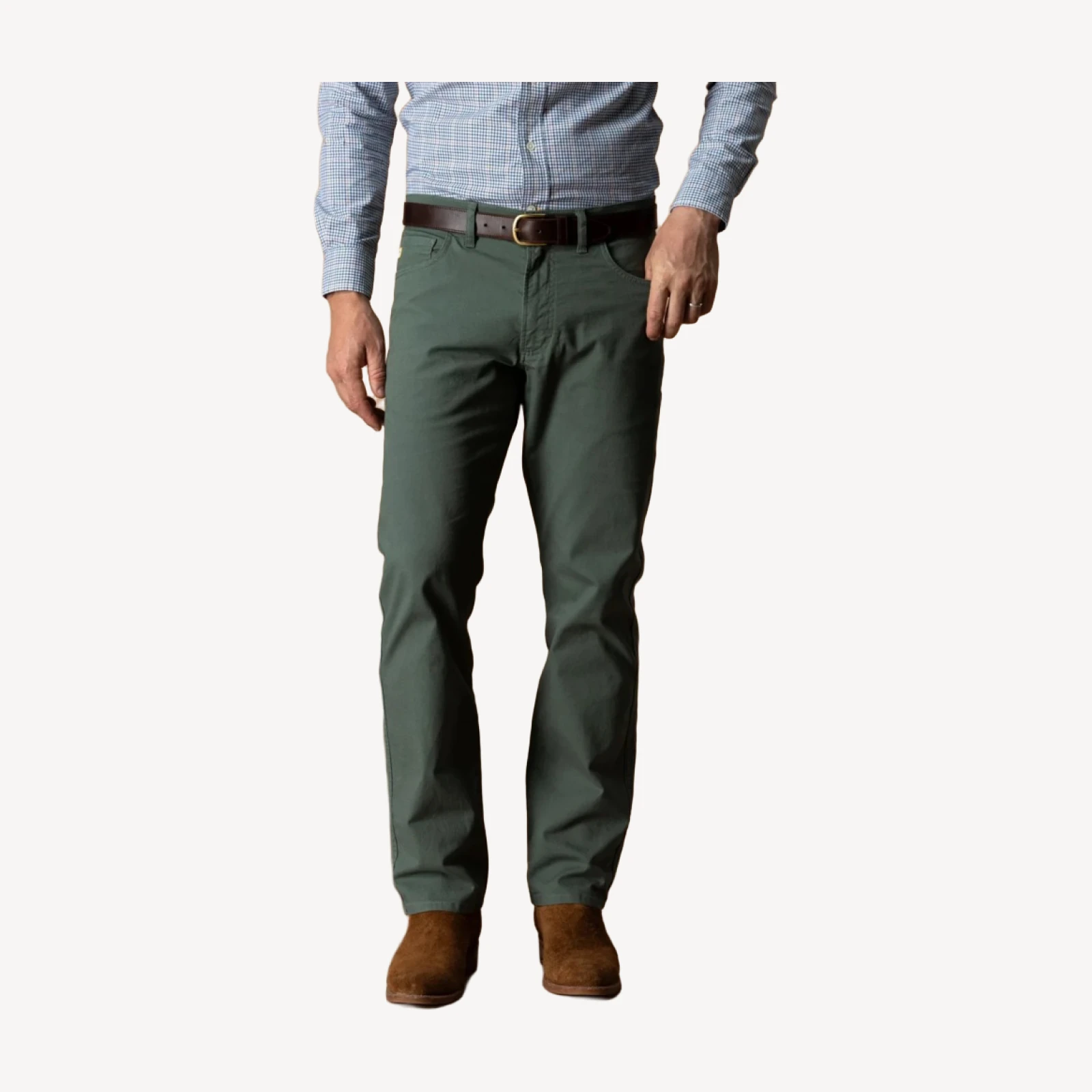 Classic Fit Pinpoint Canvas Five-Pocket - Duck Green