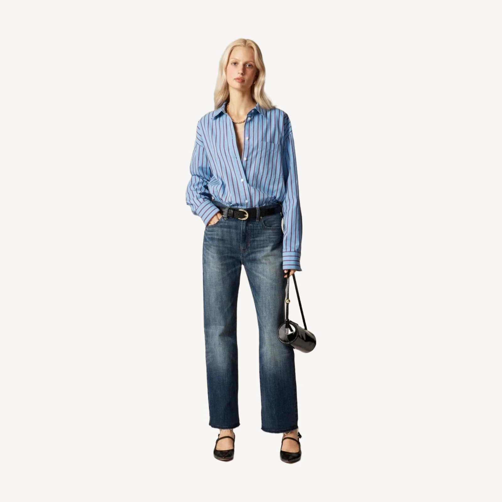 Nipped straight jean